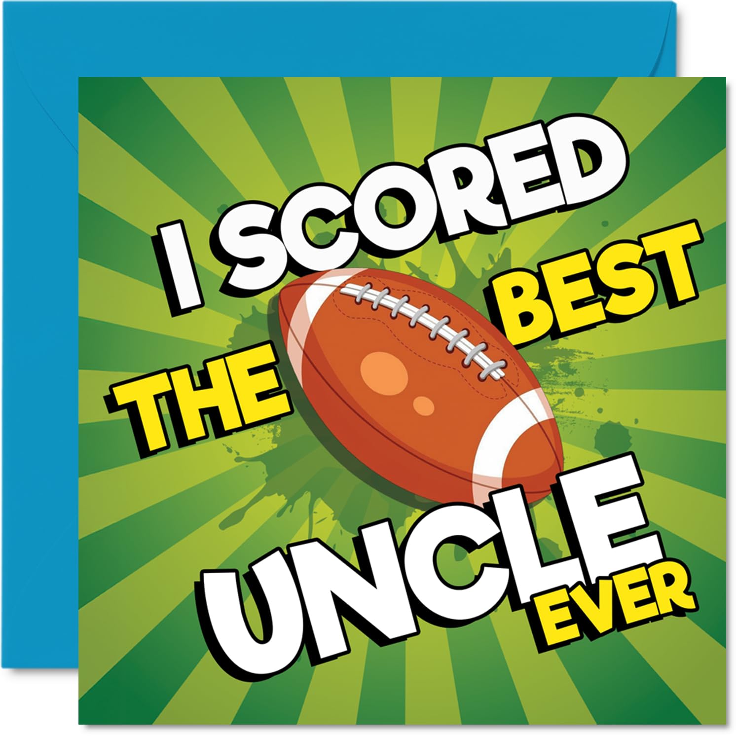 Playful Birthday Card for Uncle - Back of the Net Vibes - Football-themed Design with Bold 'I SCORED THE BEST UNCLE EVER' Text - 145mm Square, Envelope Included