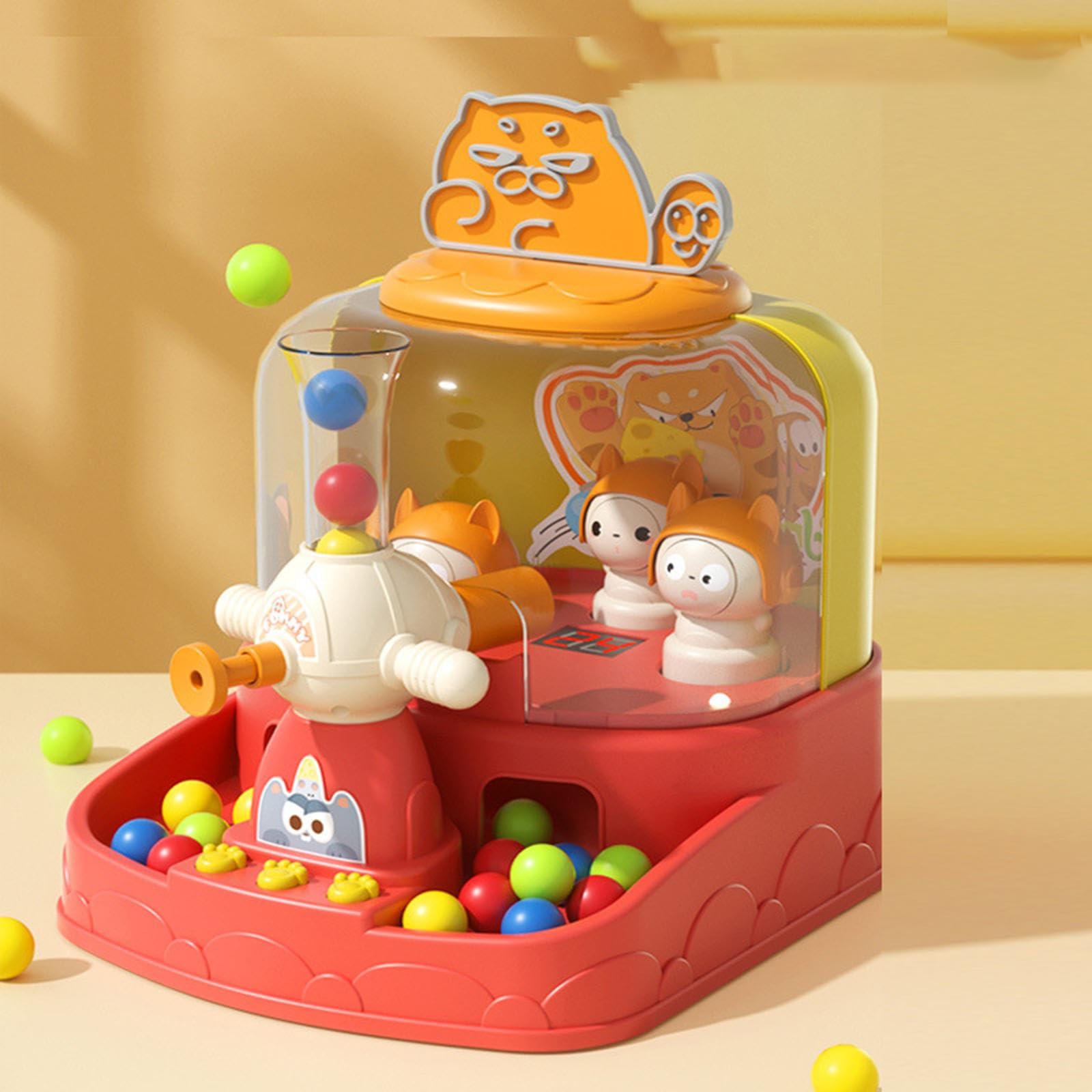 Jeu de Billes Jouet Interactif Mini Arcade Électronique Jeu d'Adresse Éducatif Banc à Frapper Musique Intégrée Adapté aux Enfants Familles, Rouge