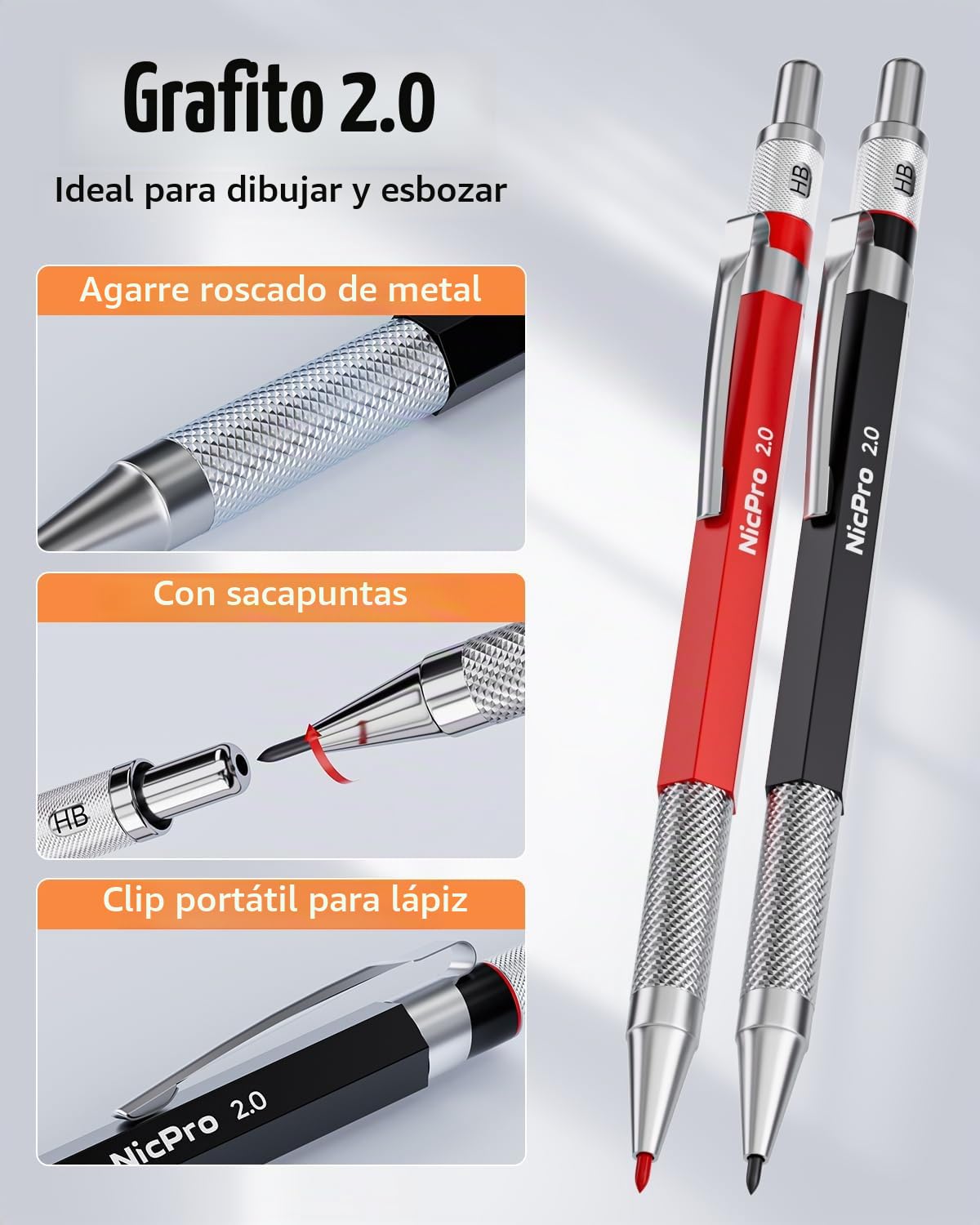 Nicpro 15 Piezas Lápices de Carpintero con Sacapuntas y Estuche, Lápices Mecánico con 40 Recambios, Perforadora Central Automática y Herramienta de Trazado Carburo, Portaminas Resistentes