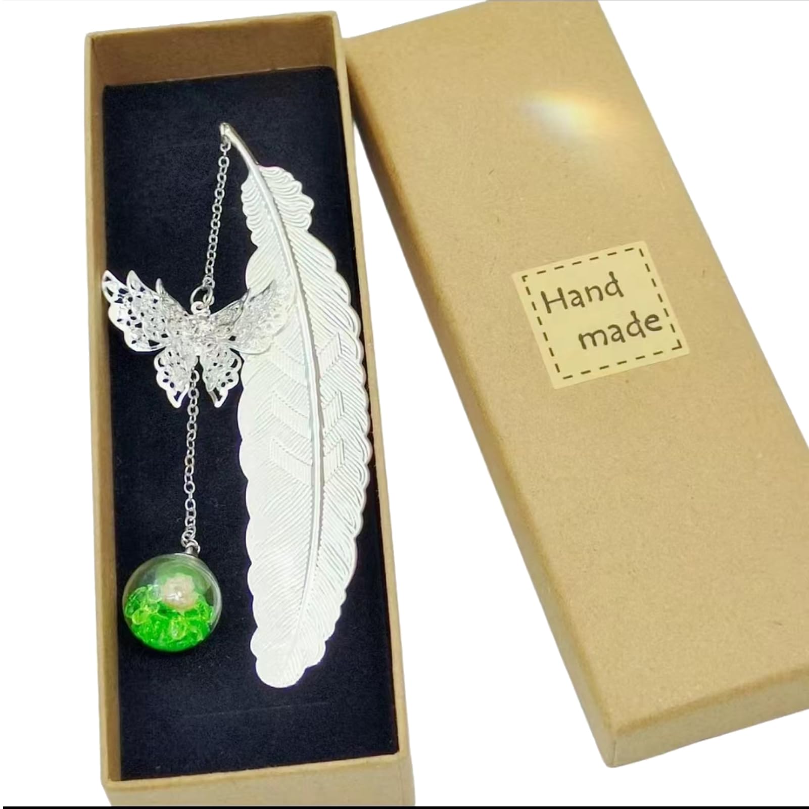 Okaywork Marcapaginas de Metal Plumas,3D Pluma Mariposa Marcapaginas Originales con Caja Regalo Marcapáginas para Mujer,marcapaginas originales Regalo de Cumpleaños,regalo profesora regalo de madre