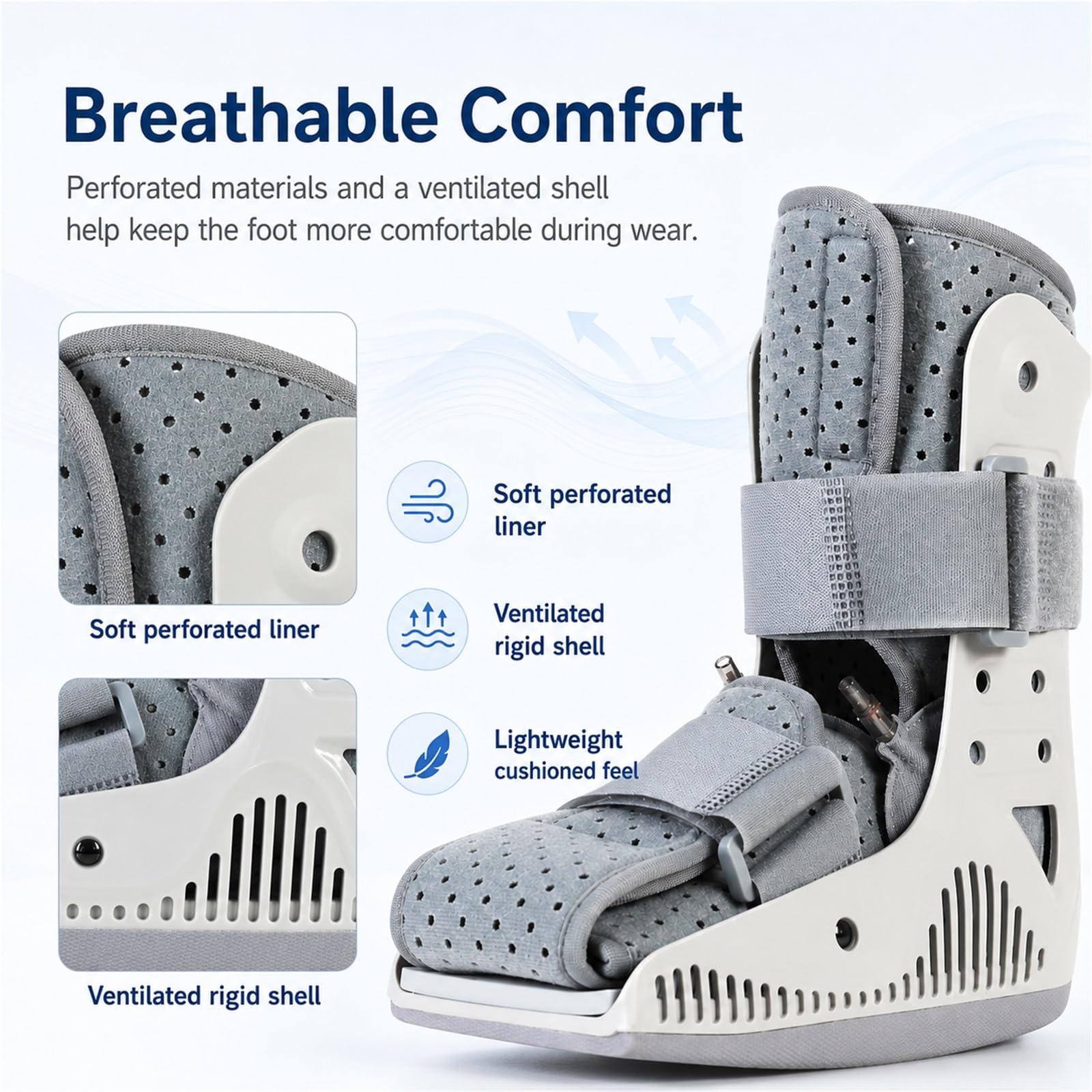 Aircast AirSelect Orteza Stopowa Walker Boot But Ortopedyczny Wysoki z Systemem Pneumatycznym Duplex na Złamania i Skręcenia Kostki Technologia SoftStrike(S)