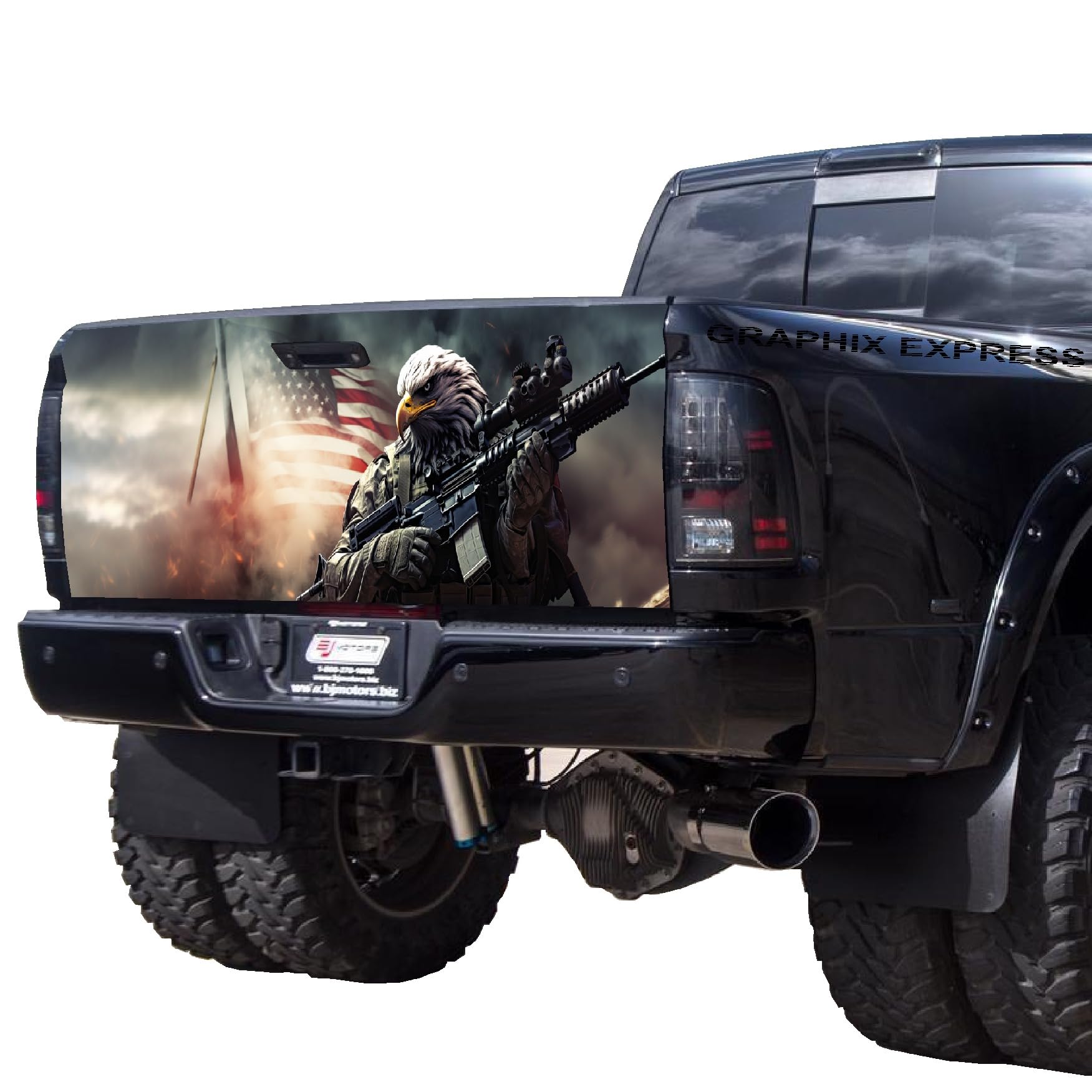 Tailgate Wrap American Flag Eagle Vinyl Graphic Decal Sticker - Foto 11