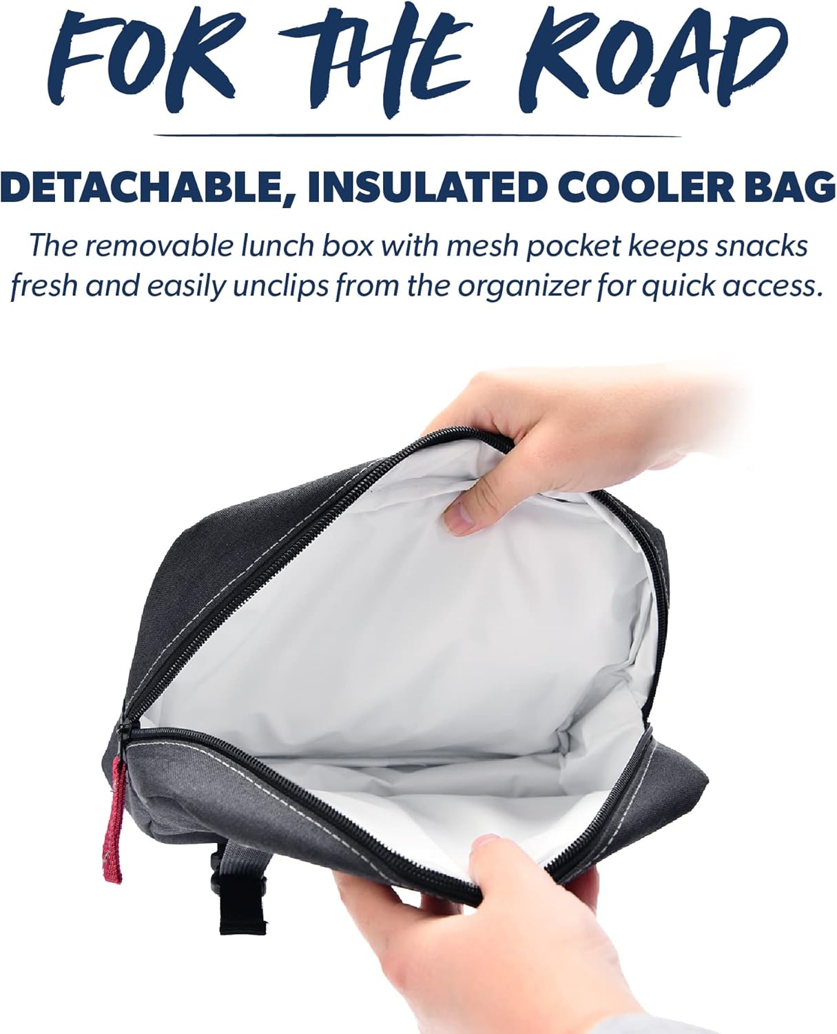 Backseat Car Organizer - Durable & Convenient Car Organizers and Storage for Road Trips & Everyday Travel - Versatile Car Seat Organizer with Clear Tablet Sleeve & Detachable Cooler Bag