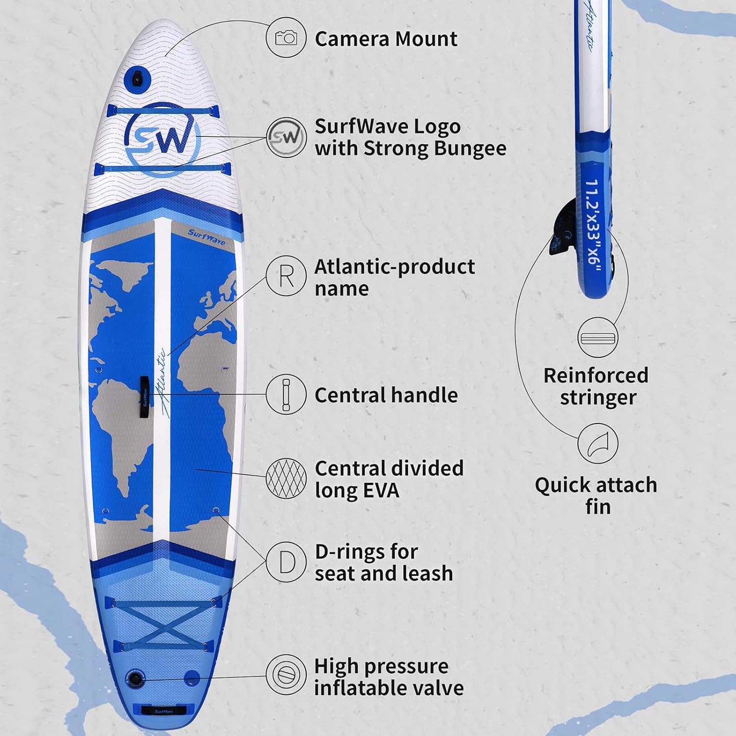 Extra Wide Inflatable Paddle Board,2-in-1 Adjustable Paddle Board for Adults,Stand Up Stable Inflatable SUP,Removable Fin, Ankle Leash, Phone Case & Waterproof Bag,Hand PUM,Wrench (Blue2)