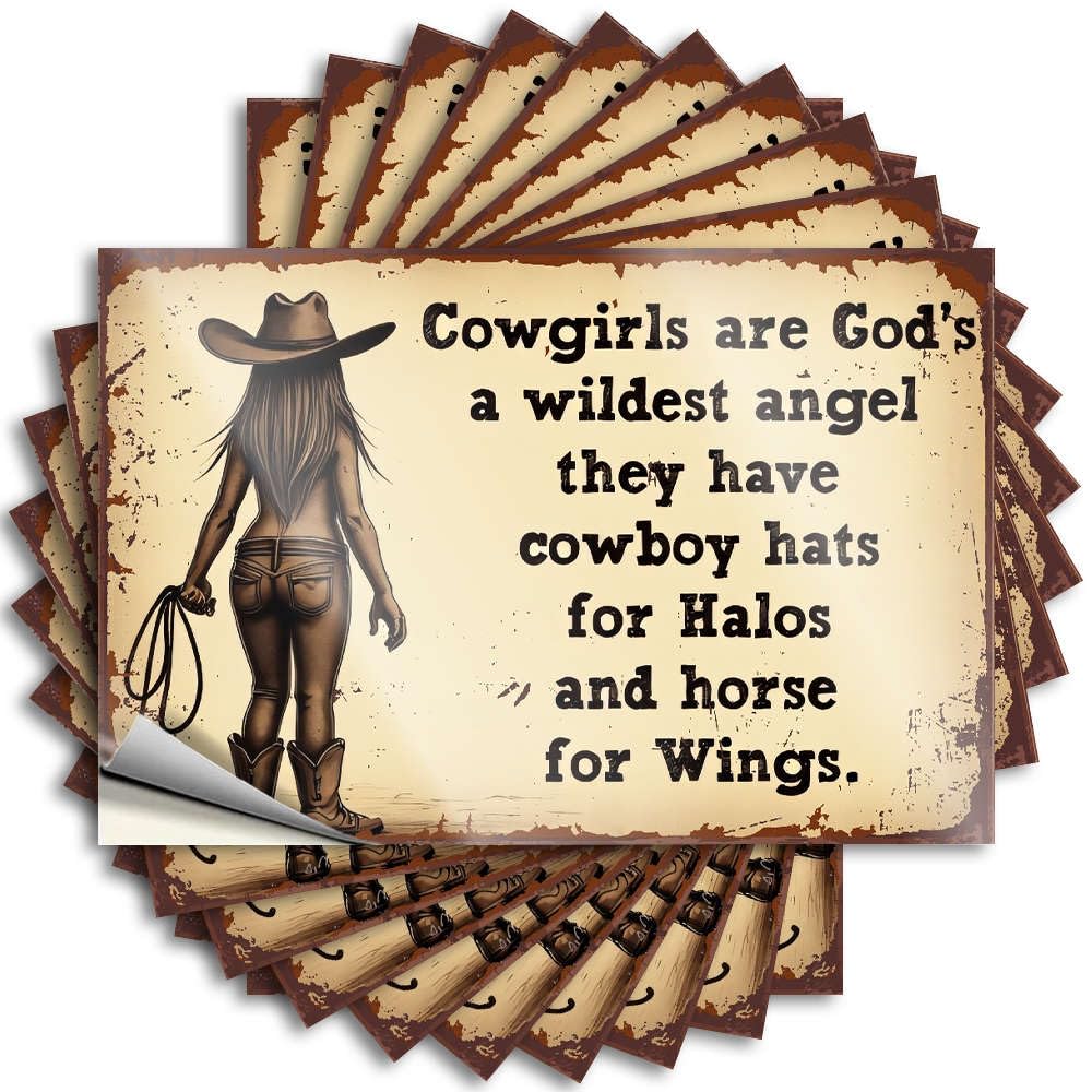 Home Entrance Decor Garage Tattoo - Cowgirls are God's Wildest Angel. Love Durable Sticker Easy Apply for Essentials Decor(6X9CM)