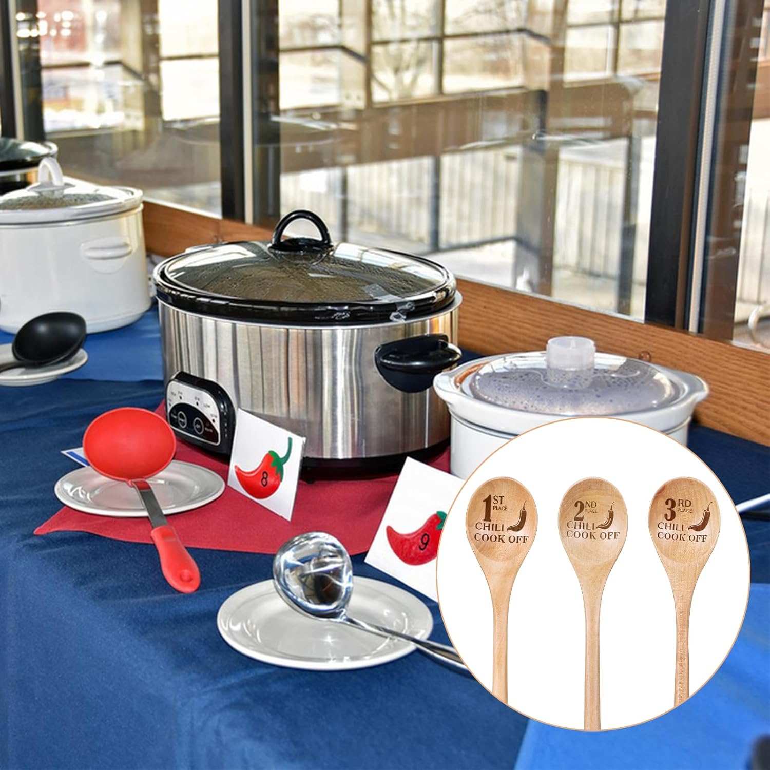 3 Pcs Chili Cook Off Trophies Prizes 1st 2nd 3rd Wooden Spoons Engraved Cooking Contest Award Long Handled Spoon for Pepper Gift Men Women Contest Chili Festivals Baking Kitchen Wedding Collectible - Image 7