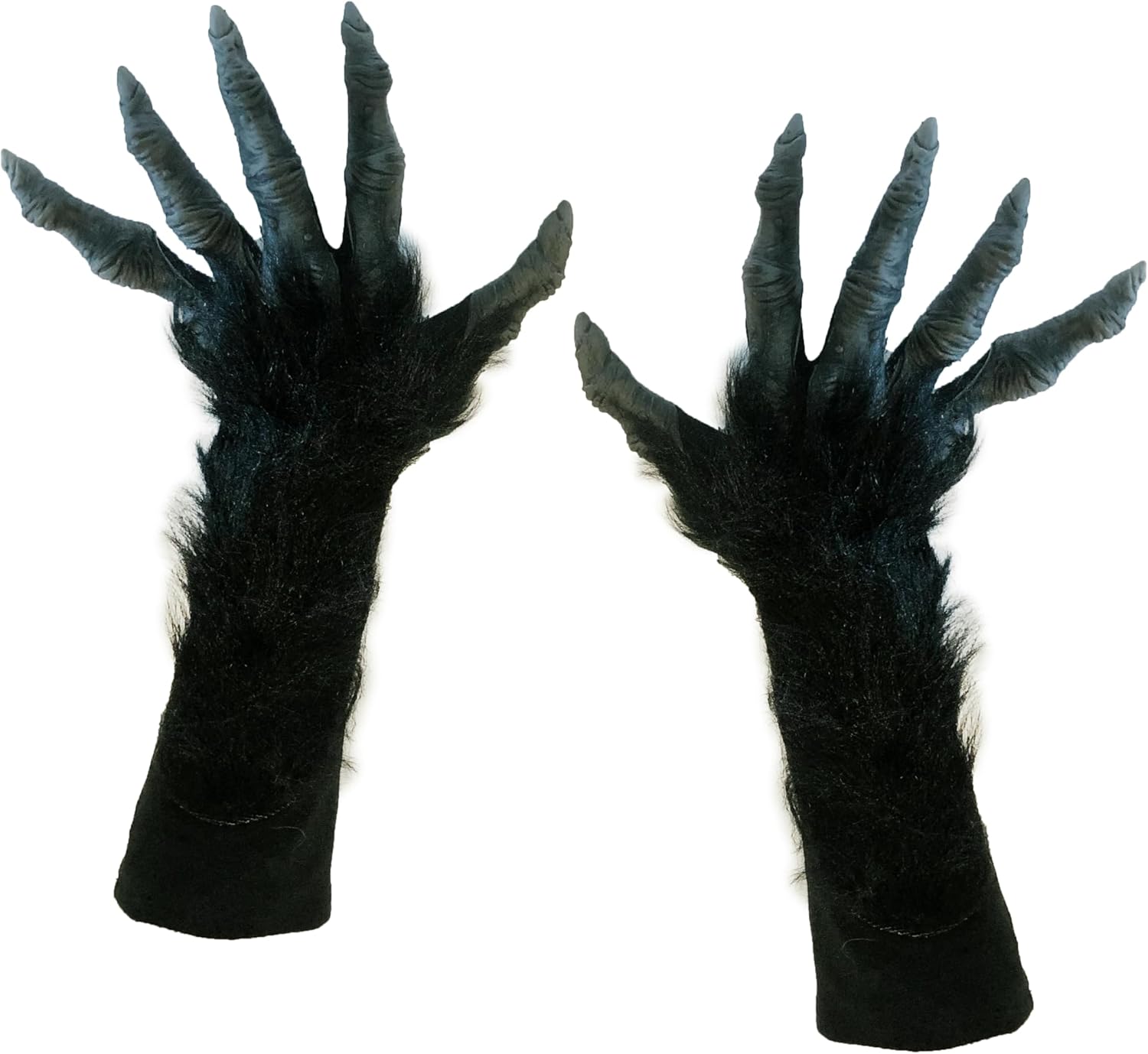 Zagone Studios Long Fingered Black Monster Costume Gloves with Faux Fur