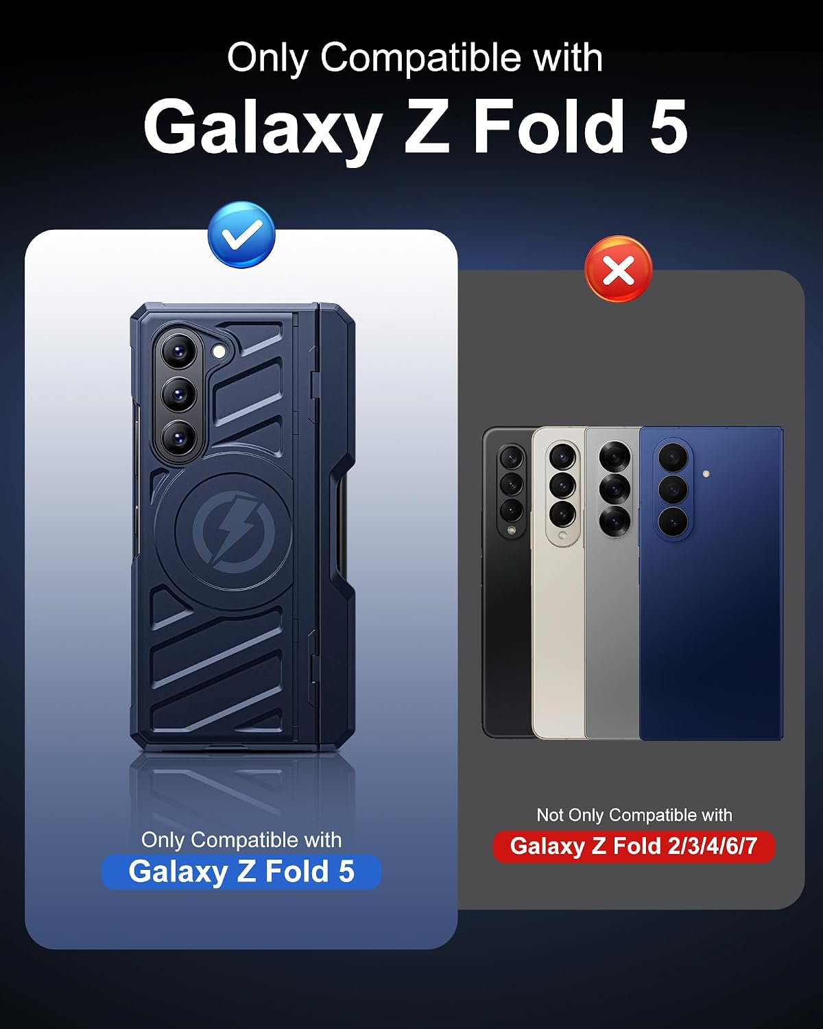 Kaiiecal for Galaxy Z Fold 5 Case with Screen Protector [Fit for Magsafe] [Built-in S Pen Holder & Kickstand] [Hinge Protection] Shockproof Protective Phone Cover for Samsung Galaxy Z Fold5, Blue