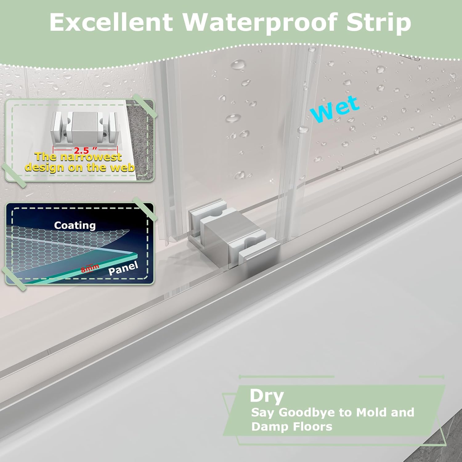 55"-60" W x 60" H Frameless Bathtub Shower Door, Double Sliding Shower Door,5/16"(8mm) Clear Tempered Glass,Easy Sliding Tub Shower Door with Explosion-Proof Film (Brushed Nickel 60" Wx60 H)