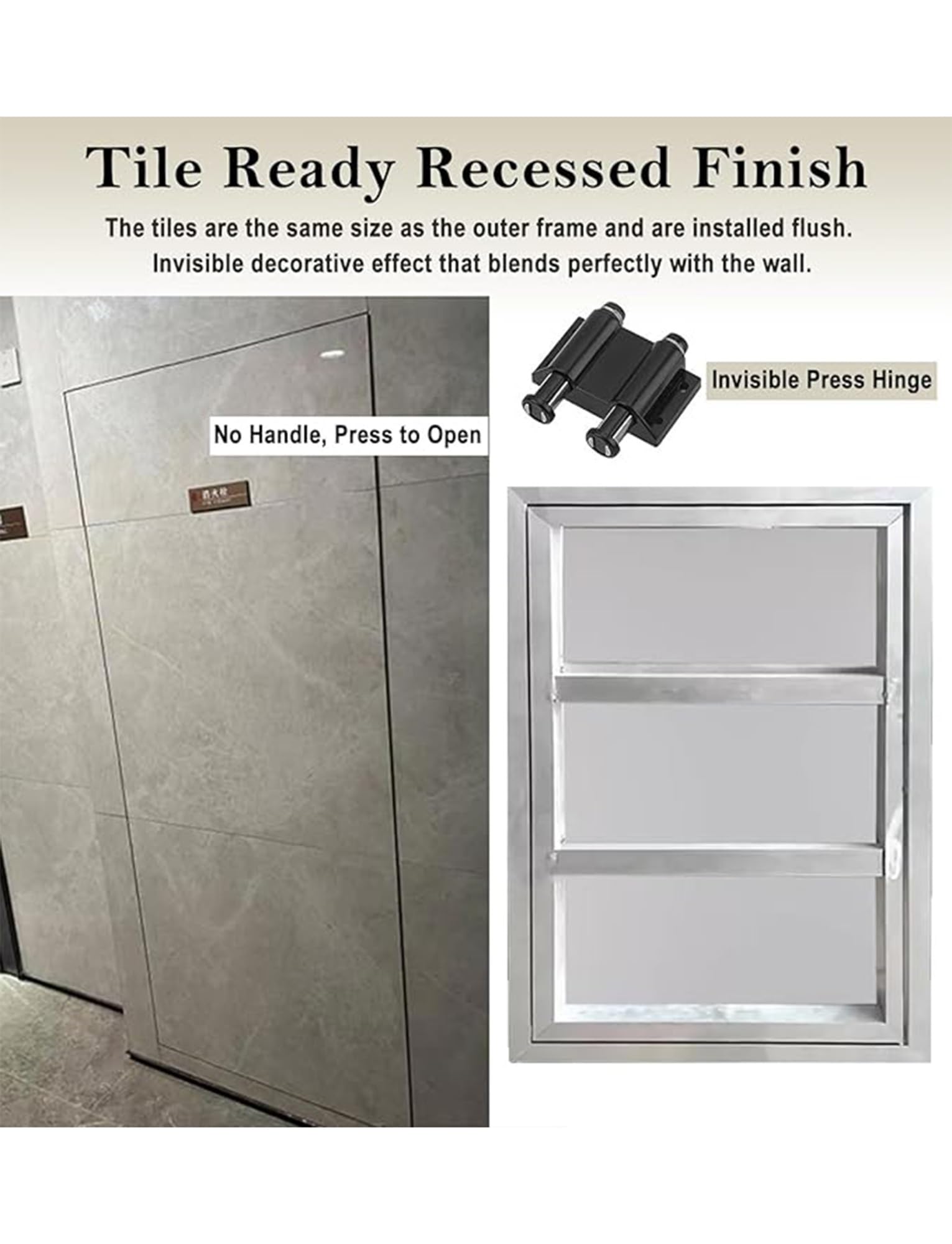 Drzwi panelowe do zabudowy, ukryty właz inspekcyjny z zatrzaskiem dotykowym, trwała metalowa rama, 850 x 950 mm dla łatwego dostępu i ukrytej instalacji