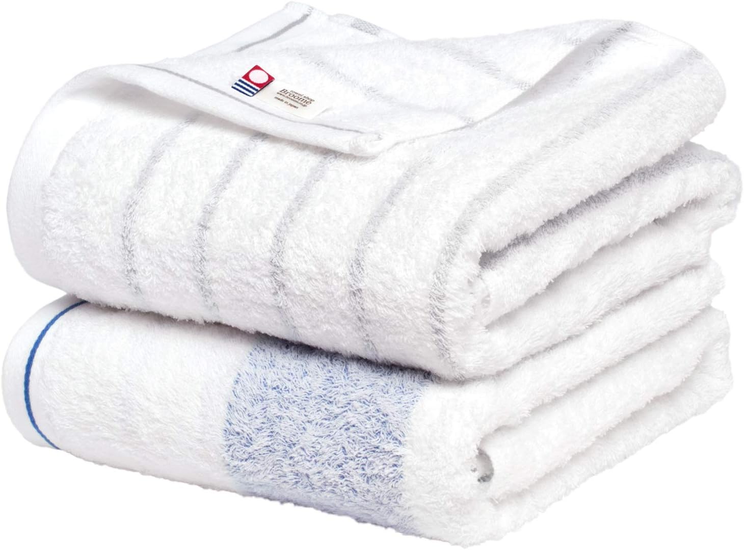 Bloom Imabari Towel Natural border bath towel set of 2 (Blue Grey) natural_bt2_bg