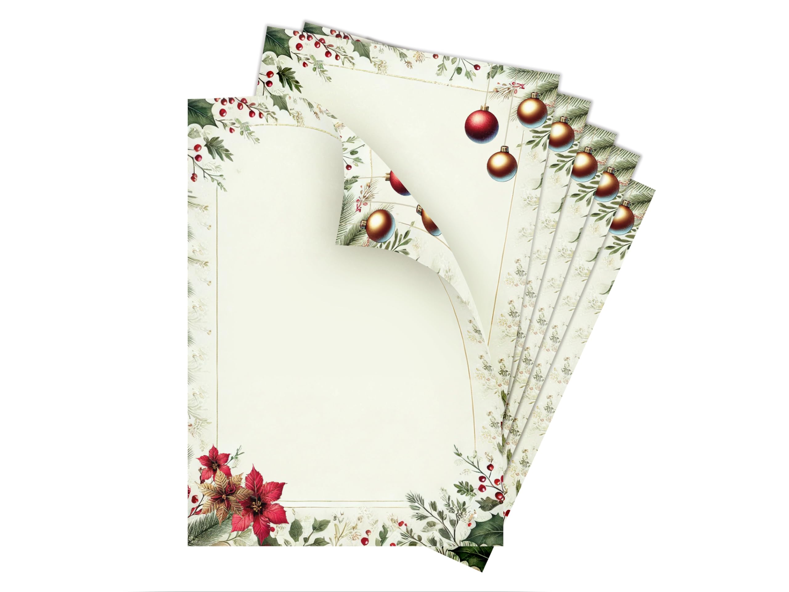 Briefpapier Weihnachten Weihnachtsbriefpapier mit Umschlag Umschlägen mit Fenster Weihnachtspapier A4 für Kunden (250 Blätter + 250 Umschläge)