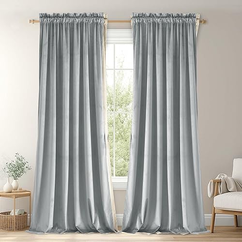 Miniatura 52 de Cortinas de terciopelo JIUZHEN, cortinas opacas suaves de terciopelo retro para dormitorio, cortinas elegantes con reducción de ruido y Rosa