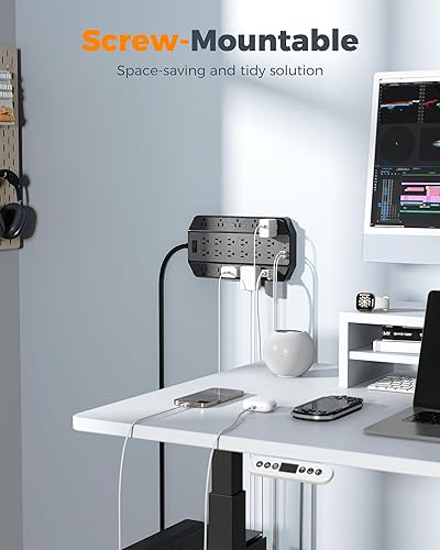 Miniatura 4 de TESSAN - Protector de sobretensiones 4000J, cable de extensión resistente de 22 salidas con 4 puertos USB (2 USB C), 1875 W, 15 A, enchufe plano,