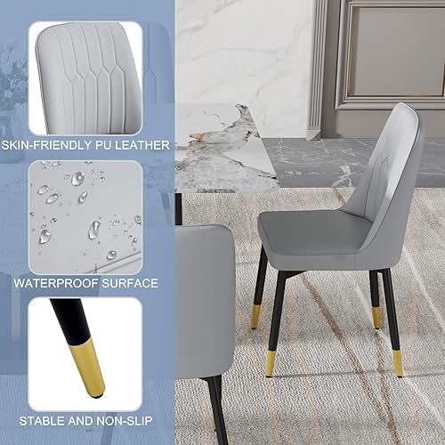 Miniatura 122 de JUFU Juego de Mesa de Comedor para 6, Mesa de Mármol Sintético y Juego de Sillas de 6, Juego de Mesa de Comedor Moderno para 6, Juego de Mesa de