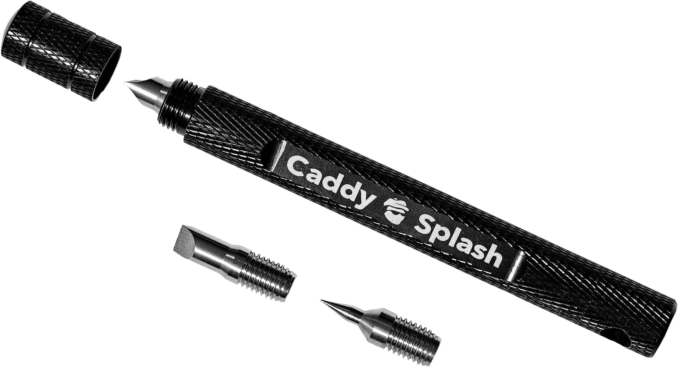 Caddy Splash Golf Club Groove Sharpener Tool - 3-in-1 Golf Club Cleaner for Wedge, Iron - Oblique, Straight, Spike Replacement Tips for U & V Grooves - Aluminum-Alloy Shaft, Heat-Treated Steel