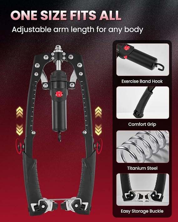SAKER Twister Arm Trainer, Adjustable Hydraulic Home Gym Equipment for Strength Training, 22-440Lbs Chest Expander with Ab Roller Wheel, Workout Equipment for Men & Women, Arms Chest Core