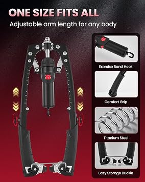 SAKER Twister Arm Trainer, Adjustable Hydraulic Home Gym Equipment for Strength Training, 22-440Lbs Chest Expander with Ab Roller Wheel, Workout Equipment for Men & Women, Arms Chest Core