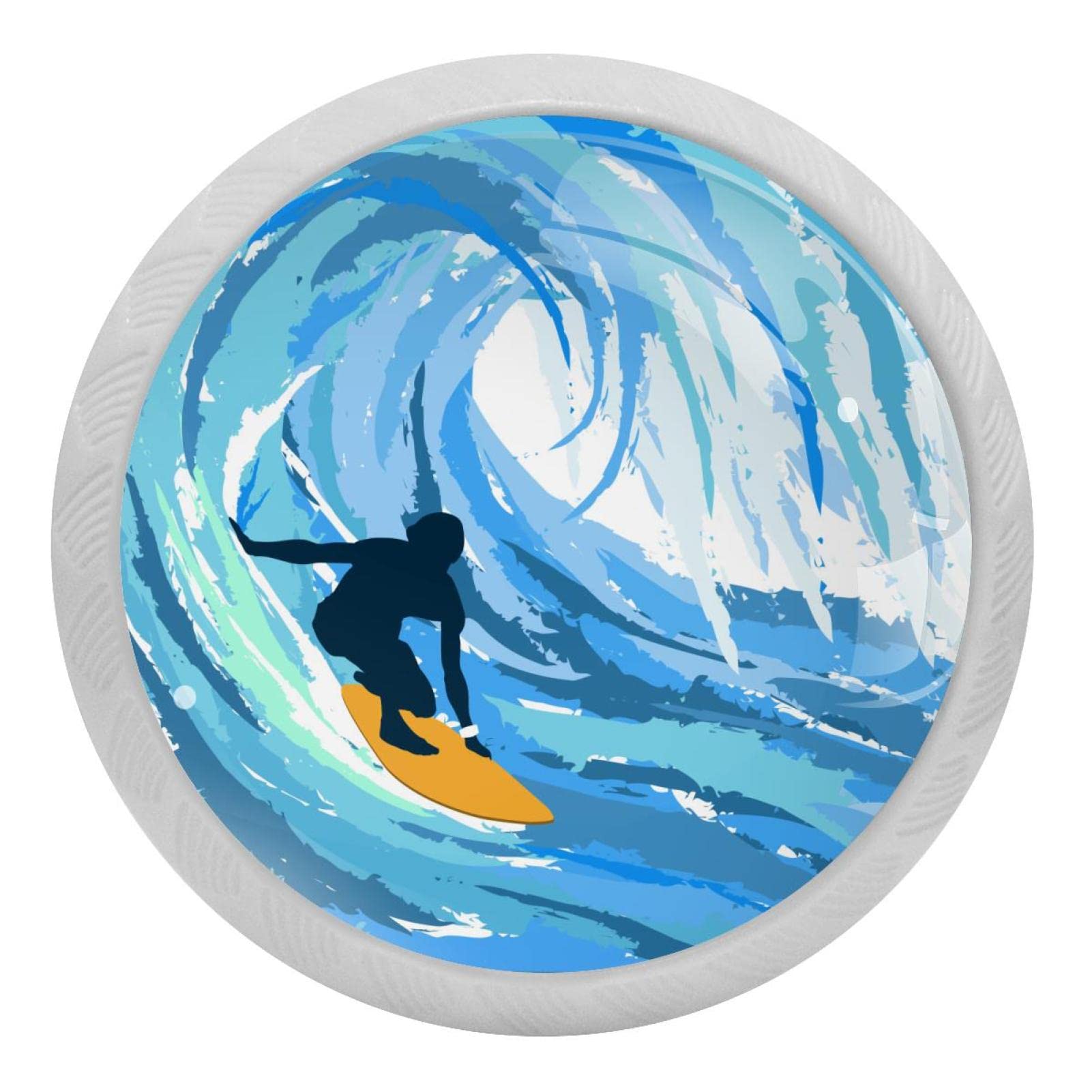 Bouton de meuble surfeur bleu en verre pour relooker la cuisine et la salle de bain lot de 4