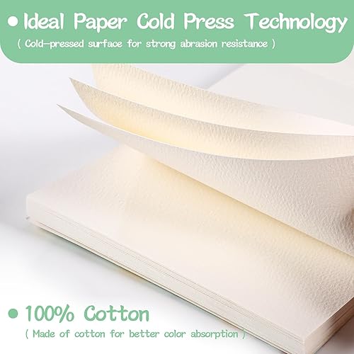 Miniatura 3 de 30 hojas de papel de acuarela, tamaño A5 (8.3 x 5.8 pulgadas), papel de acuarela de prensa en frío, 140 lb300 GSM, almohadilla de acuarela rasgable