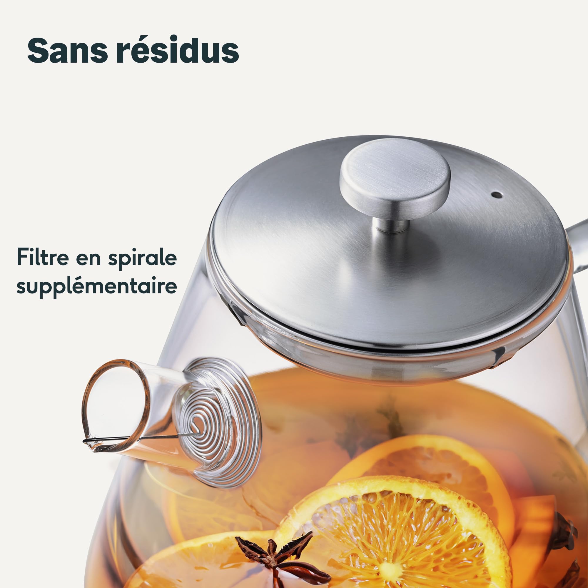 Théière En Verre NERTHUS FIH 564 Avec Filtre Inox