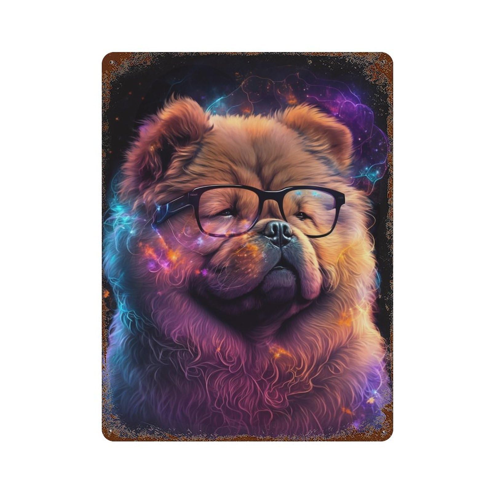Galactic Pup Glasses -1 15.7"x11.8" Retro Metal Sign, Old School Wall Decor for Office, Studio And Wall Decor