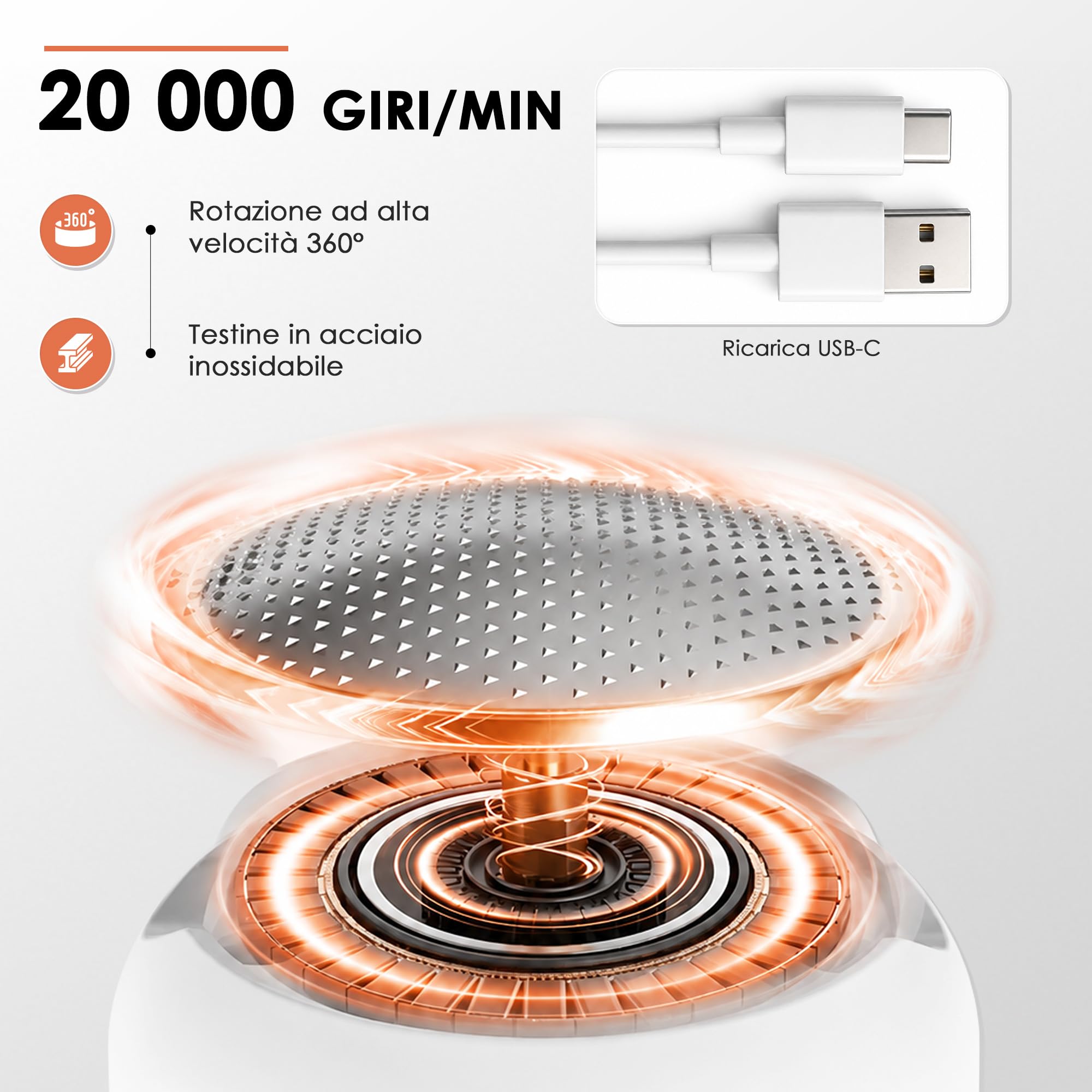 Pedicure Elettrica Professionale Piedi, Lima elettrica per piedi, Rimuovere calli, pelle morta e talloni ruvidi, strumento per pedicure a 3 velocità con 2 testine abrasive sostituibili.