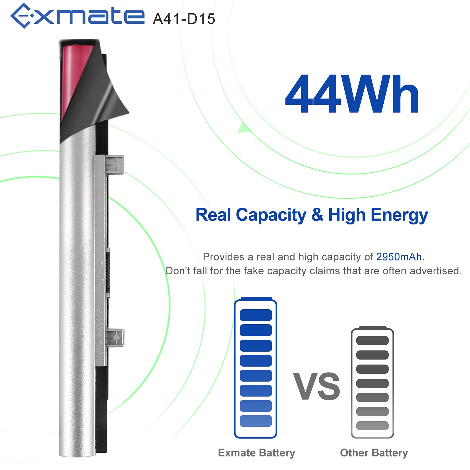 Vervangende Accu Akoya Exmate Ultra-Kapazität 2950mAh 44Wh Laptop-Akku A41- D15 Für Medion 44Wh Batterij