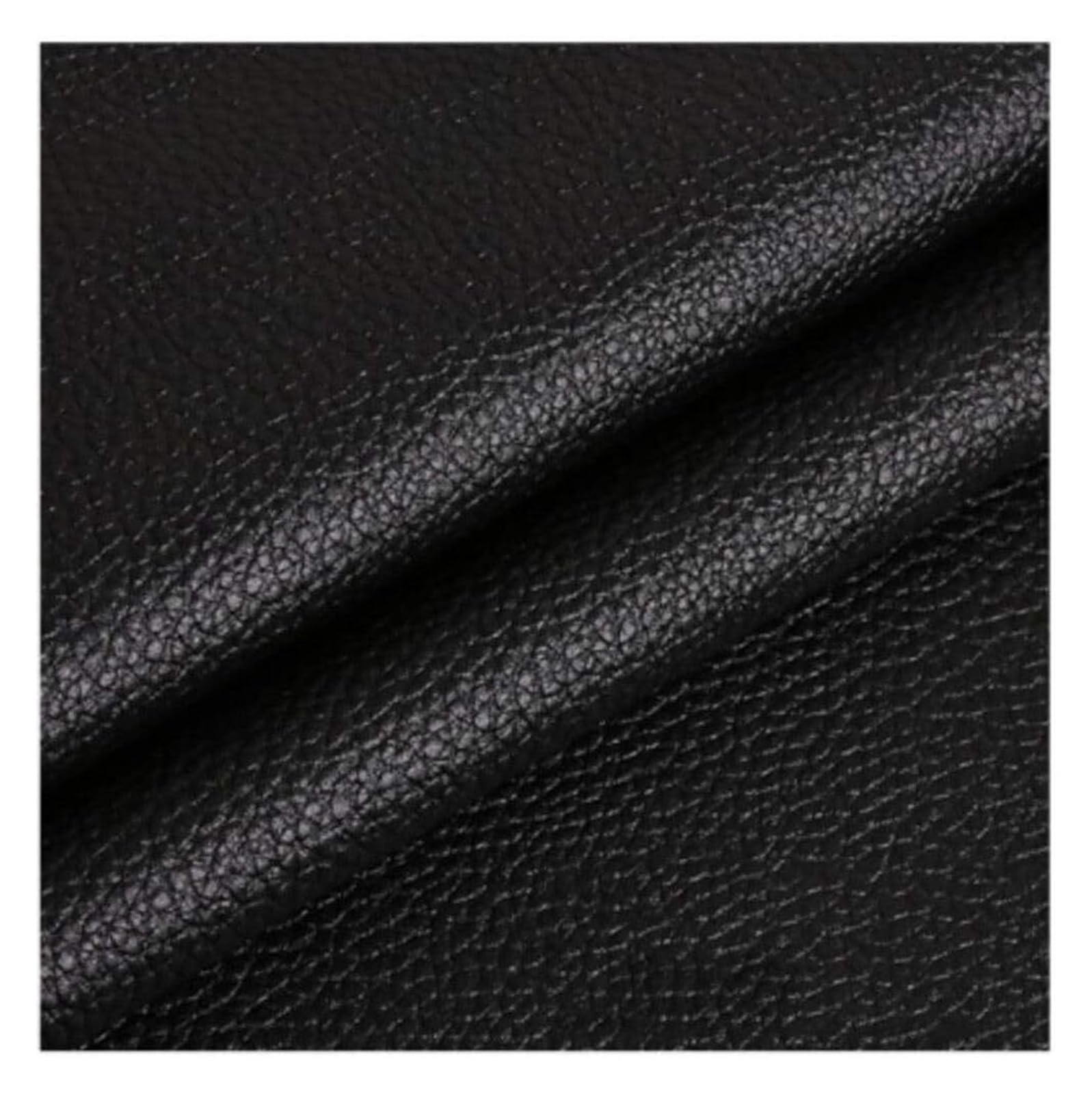 Waterproof Faux Leather Fabric， Leatherette Fabric Litchi Pattern Synthetic PU Black 1.4m x 1m for Upholstery Crafts DIY