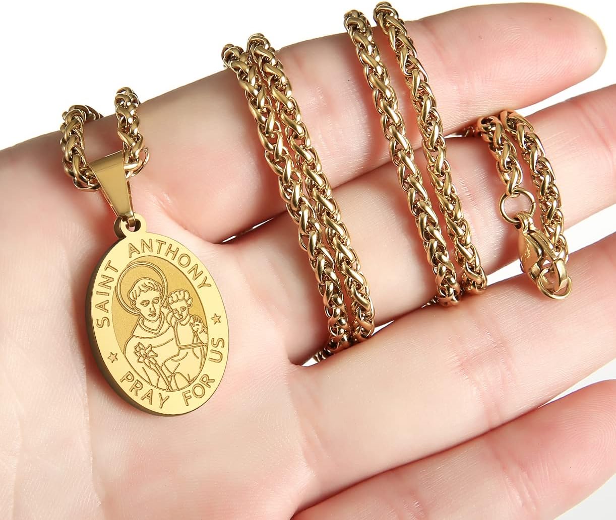 Zocomi Catholic First Communion/Confirmation Gifts for Boys Men,Saint Christopher/Michael/Anthony/Jude/Joseph Medal Necklace,Oval Saint Patron Medal Religious Amulet Gifts - Image 5