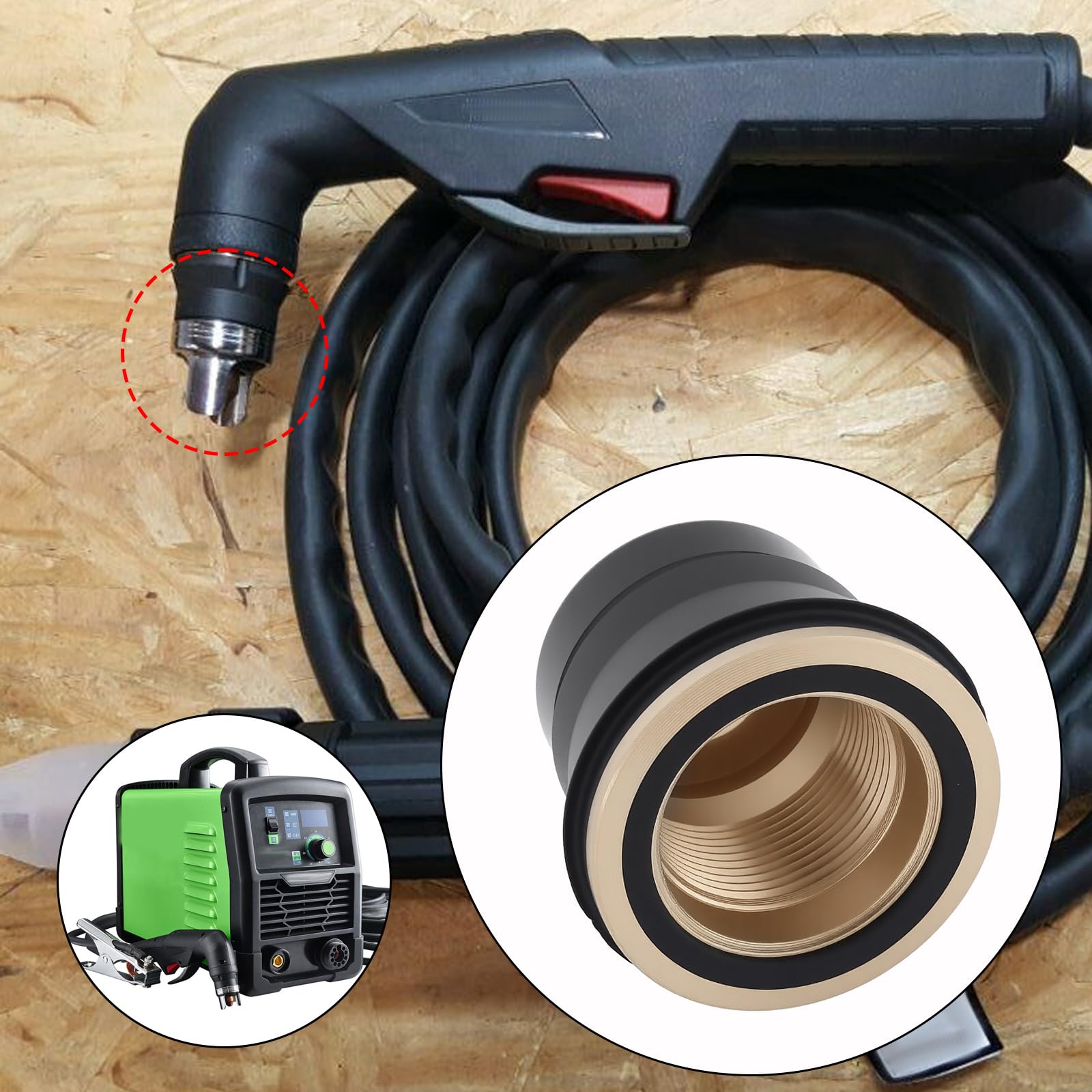 EMSea Plasma Cutter Retaining cap56811 56255 Compatible with Harbor Freight Titanium 45 Plasma Cutter with Swirl Ring - Image 2