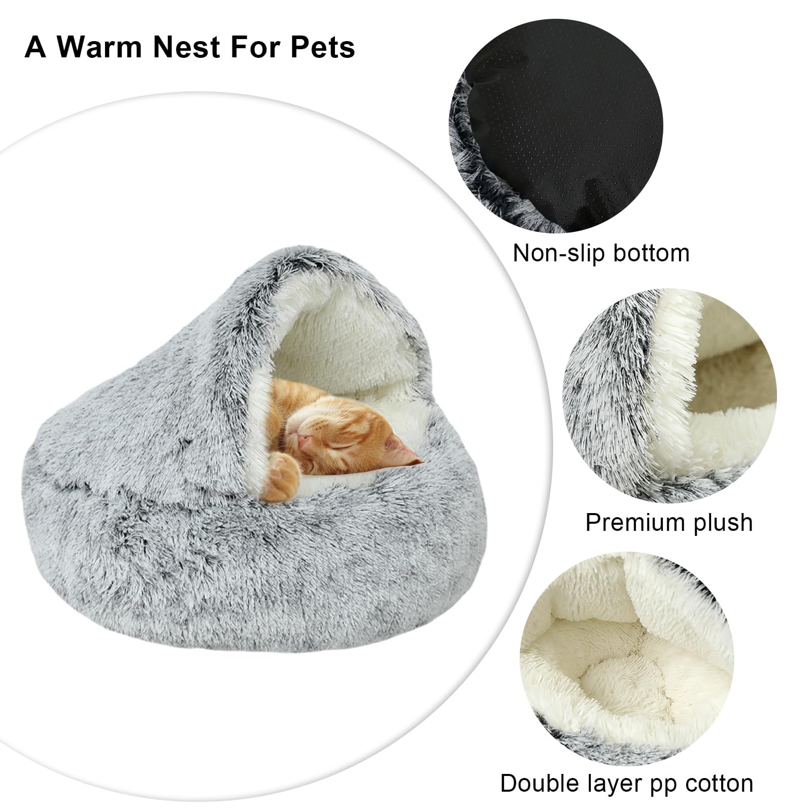 Comodo Cuccia per in Peluche per Gatto, Lettino per Animali Domestici Cesto Letto Morbido e Lavabile con Bordi Rialzati per Cucciolo Coniglio Porcellino d'India e Gattino Ø 40cm