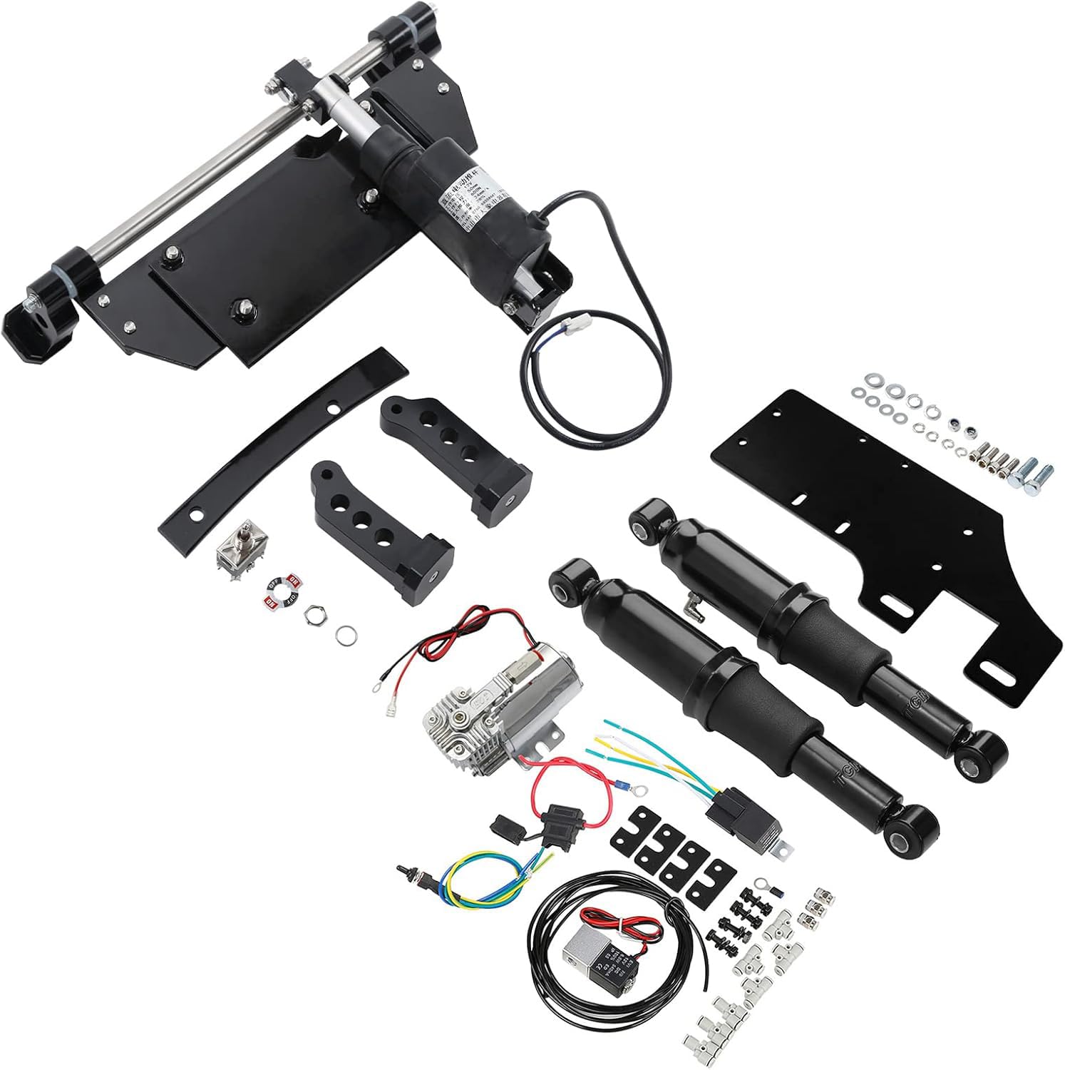 Adjustable Aluminum Air Suspension Kits Electric Center Stand for Harley, Rear Ride Suspension Compressor Fit for Harley Touring Street Glide Electra