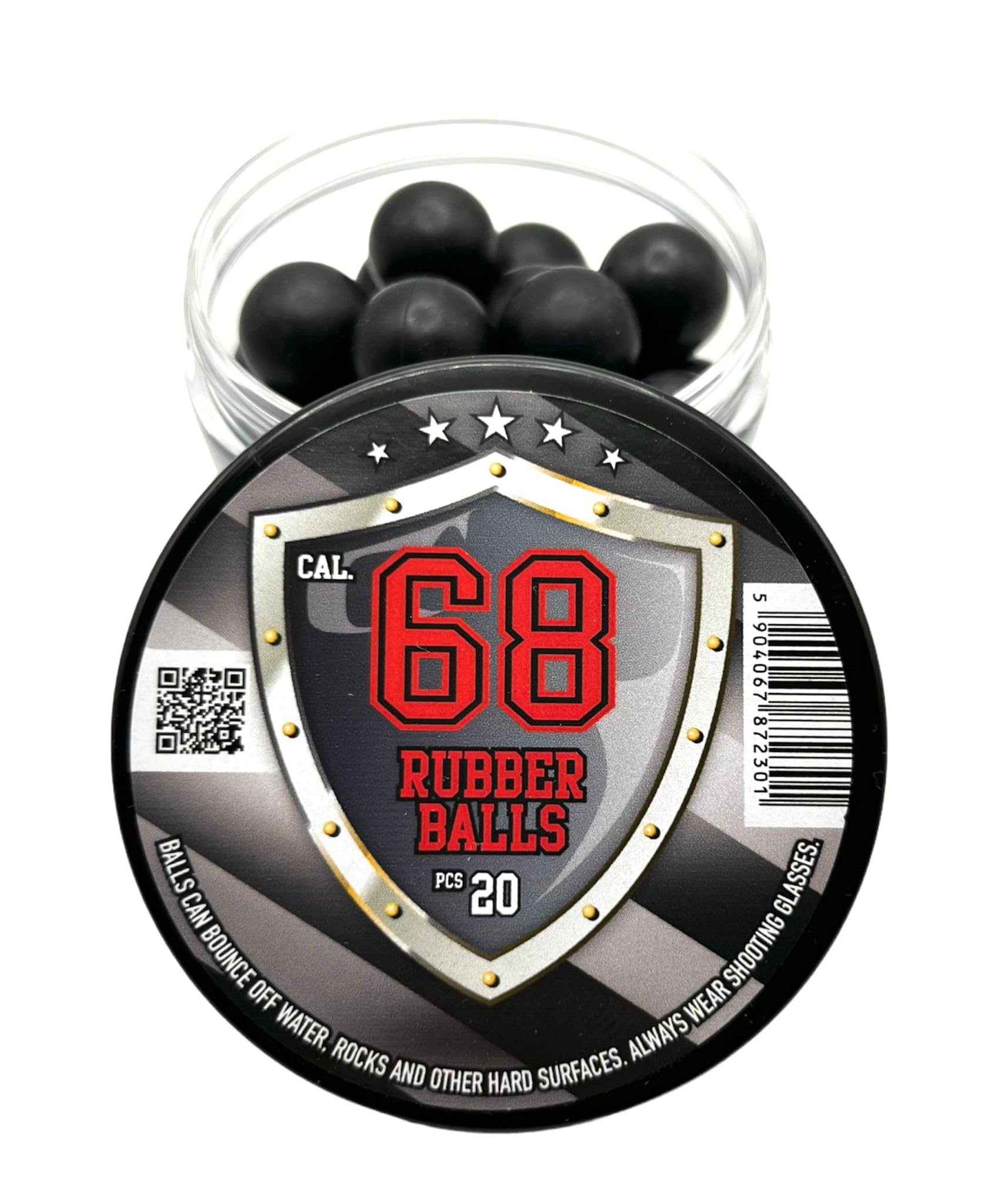 in 68 Caliber 20 x Premium Quality Hard Rubberballs Powerballs Paintballs for Self Home Defense Pistols balles en Caoutchouc .68 Cal.