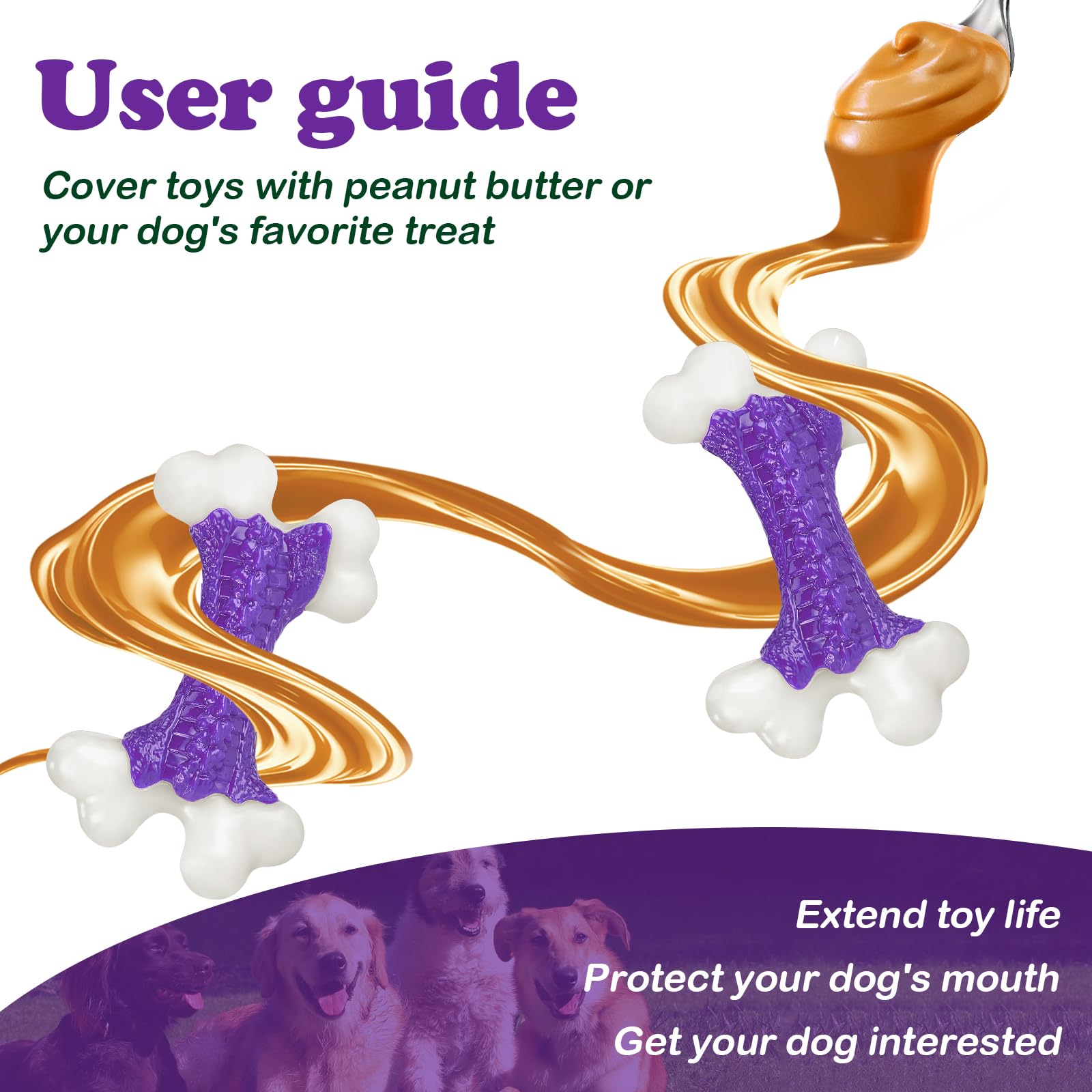 Kseroo Tough Dog Chew Toys for Aggressive Chewers Large Medium Breed Bone Toy Dog - Image 3
