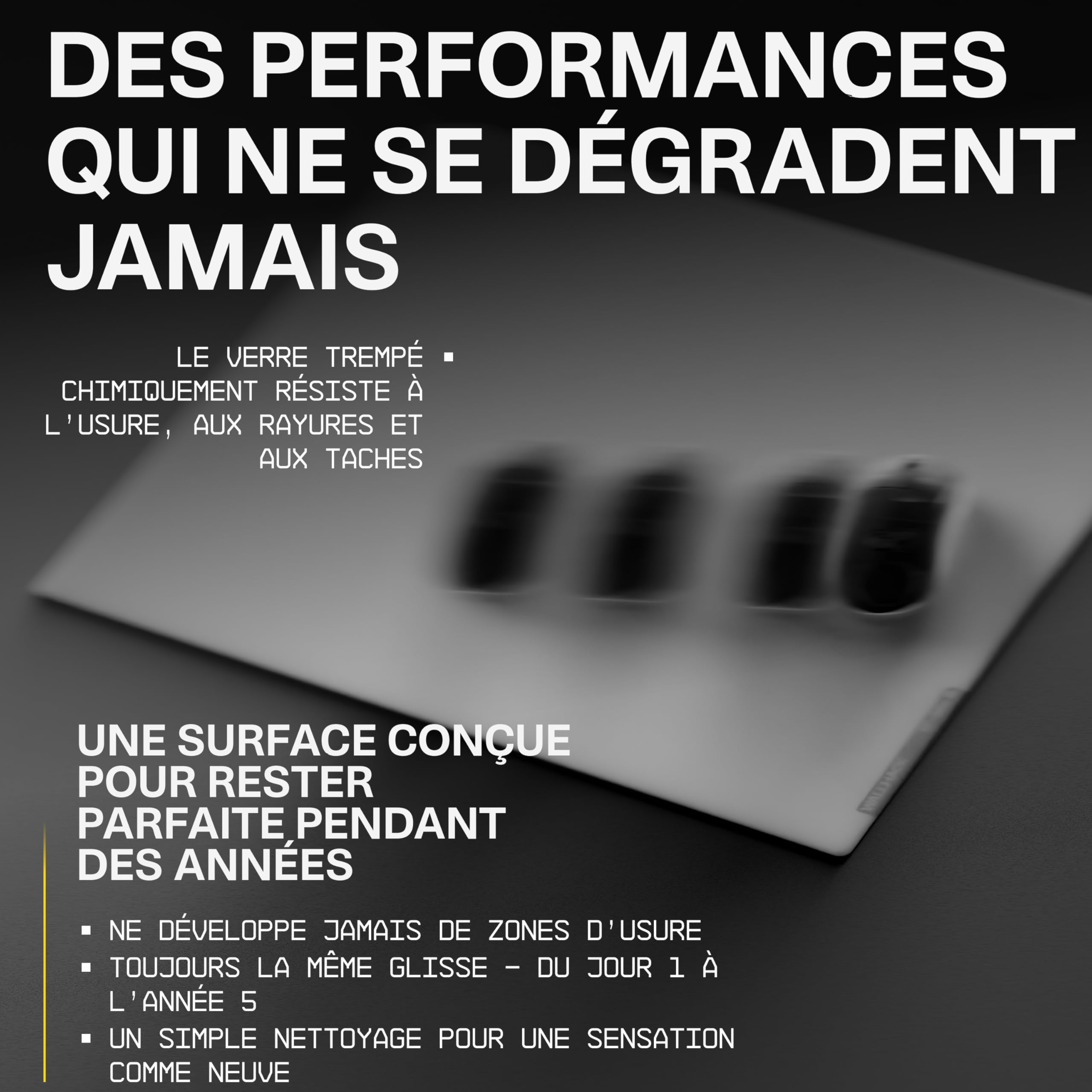 Wallhack SP-005 Tapis de Souris Gaming en Verre – Speed Surface, Grand Format pour Esports, Glide Fluide à Faible Friction, Verre trempé, Profil Ergonomique Fin, Durable et Portable avec étui | Blanc