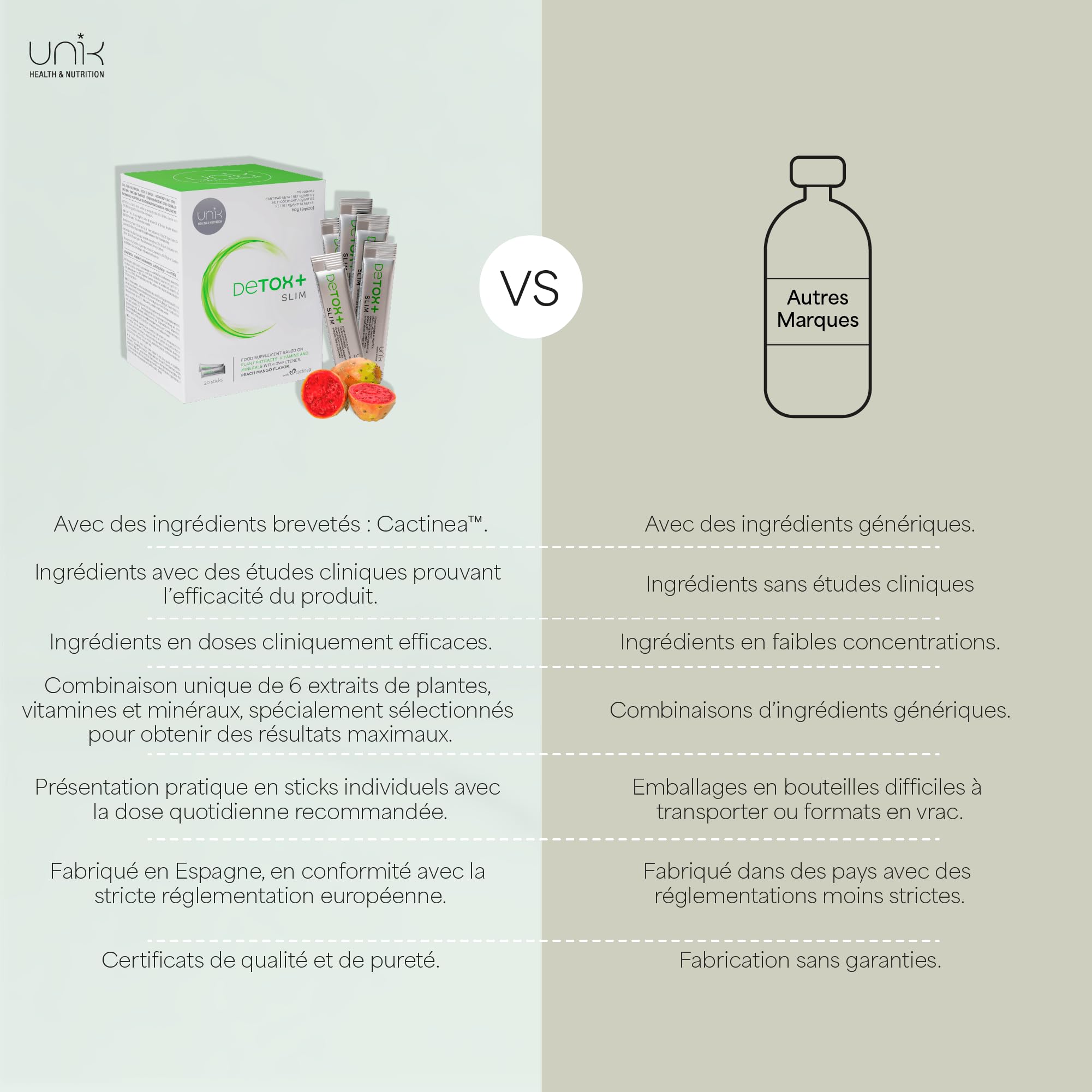 Detox Foie et Colon Puissant et Rapide avec Chardon Marie + Artichaut + Cactinéa + Raisin + Gingembre – Complément Détox Foie & Bien-être Global Cure Detox - 20 Sticks Goût Mangue | UNIK