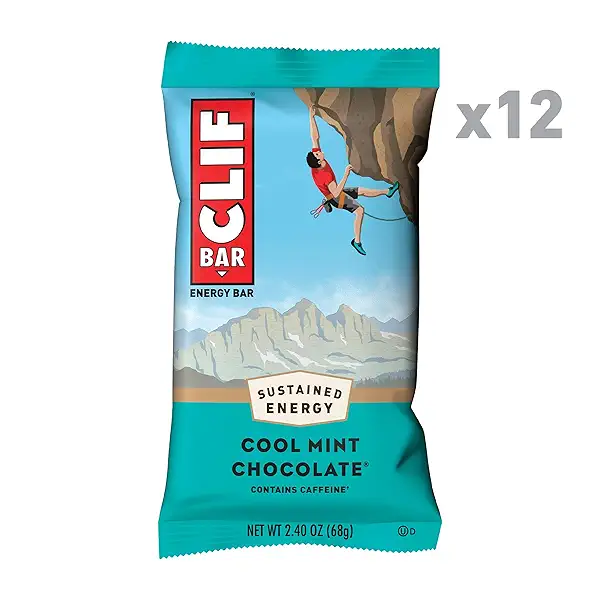 CLIF BAR - Cool Mint Chocolate with Caffeine - Made with Organic Oats - 10g Protein - Non-GMO - Plant Based - Energy Bars - 2.4 oz. (12 Count) 2