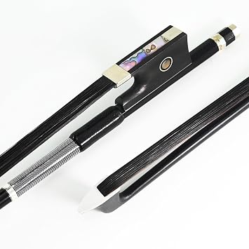 Carbon Fiber Violin Bow 1/2 Size VINGOBOW 100VB 62 cm Half 2/4 for Advanced Student Straight Parisian Eyes Ebony Frog Unbleached Mongolian Black Horse Hair Powerful and Wild Tone Smooth Screw