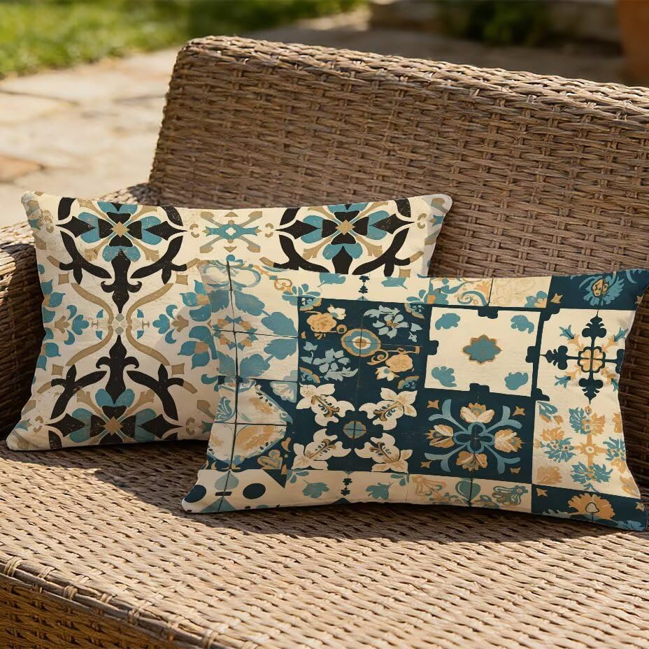 Housse de coussin de jardin 40x80 lavable et résistante aux taches