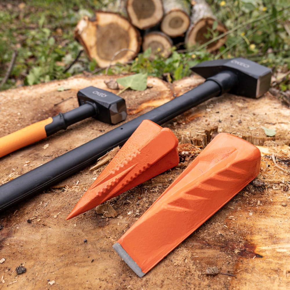 Kit fendeur de bûche Manuel Bois - 4 Outils - 2 Coins à Bois éclateur Acier forgé - 1 fendeur Grand Manche 4.6 Kg - 1 massette