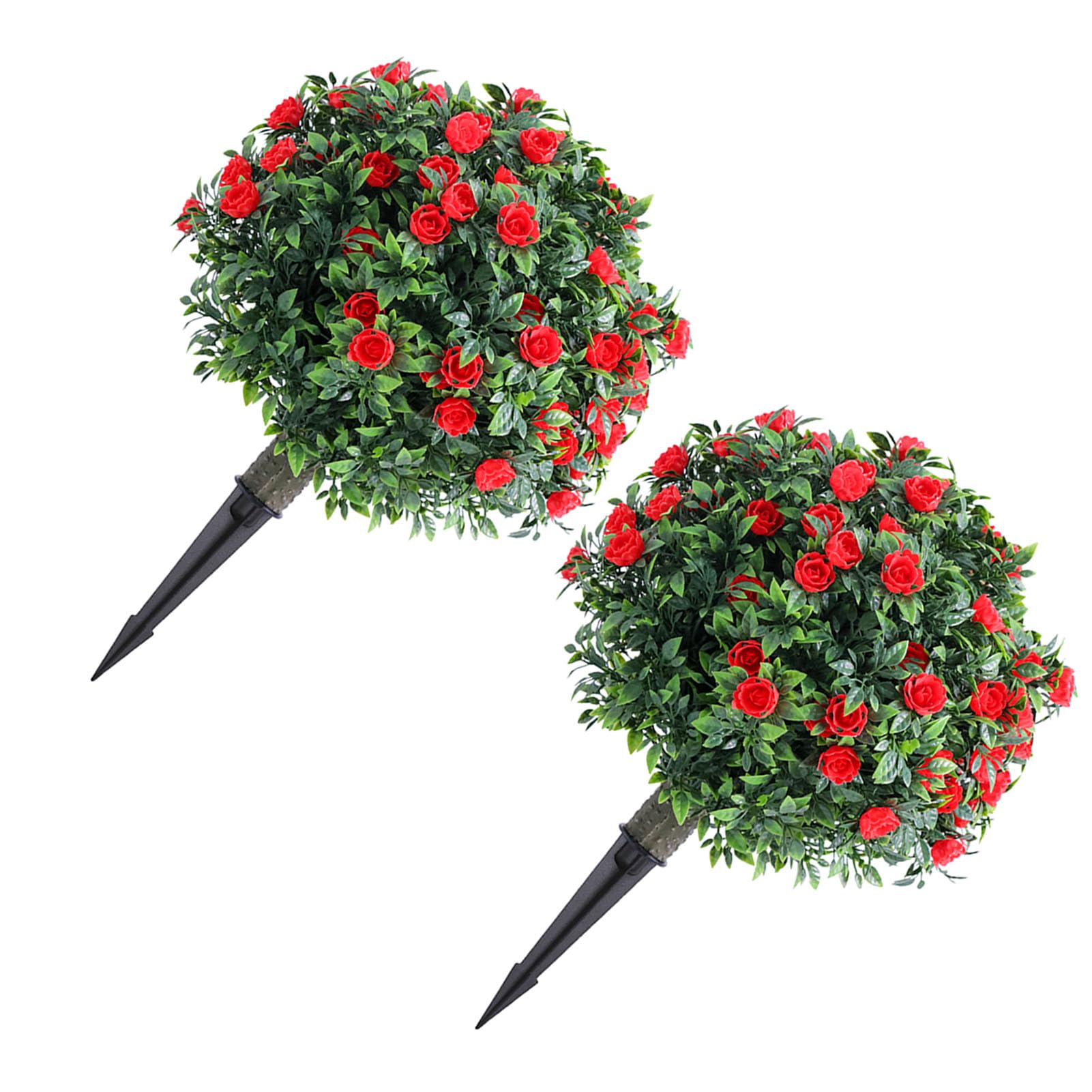 KUIDAMOS Sztuczna Róża Topiary Drzewo Kulkowe Realistyczne PE Fałszywy Roślinny Kolec Mielony do Wystroju Ogrodu, 17,7-calowe Drzewo Topiary do Ogrodu Weranda Yard Patio