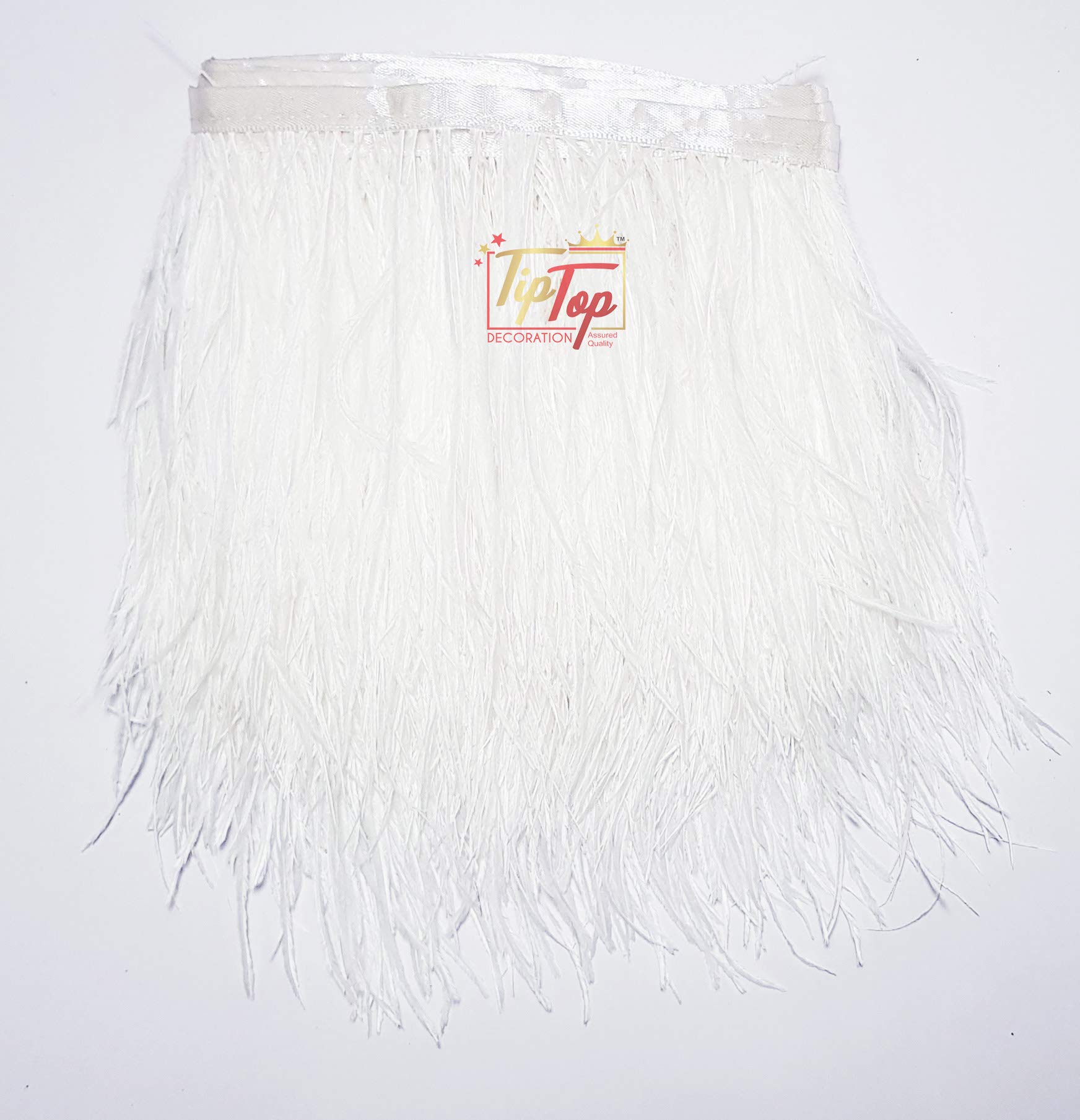 Tiptop Decoration Premium White Ostrich Feathers Lace (5 Yards) (5-6 Inch) 2