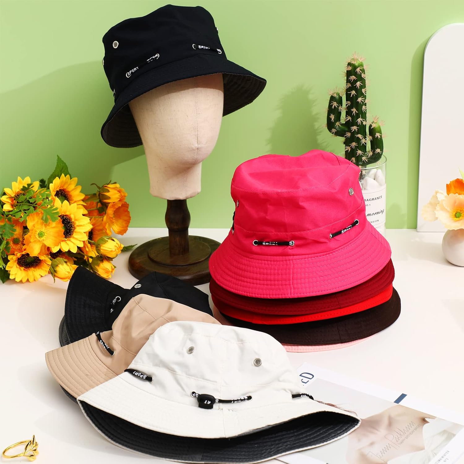 Didaey 24 Pcs Bucket Hat Bulk for Women Men Adjustable Beach Boonie Sun Hat Summer Outdoor Packable Cap for Hiking Camping