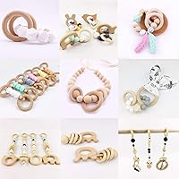 Vista 2 de 25 anillos de madera natural de 2.756 in, anillo de madera de macramé liso sin terminar, círculos de madera para manualidades, colgante de anillo