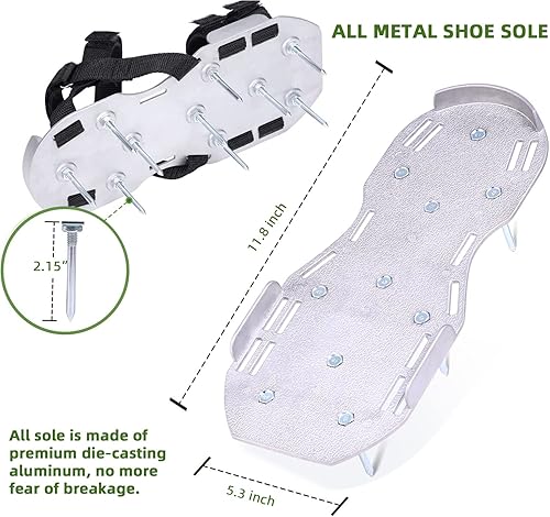 Miniatura 3 de Ohuhu Zapatos aireadores de césped de metal, zapato aireador de aluminio mejorado con picos duraderos de 2.2 pulgadas, sandalias de pinchos de