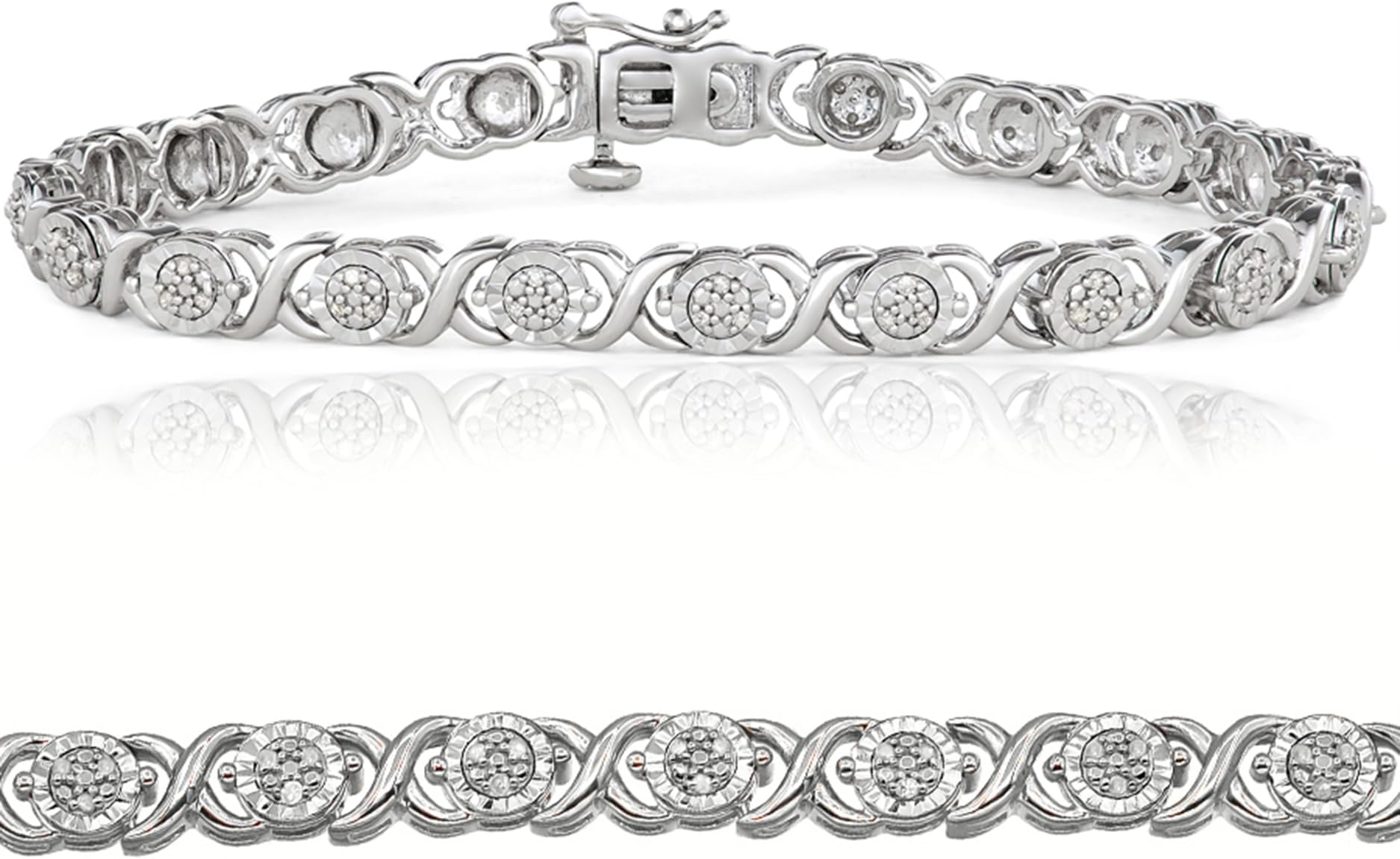 1/4 Carat Round Natural Diamond Tennis Bracelets for Women | Flash-plated Sterling Silver Bracelet | Fine Jewelry for Her | Timeless Design | Gift Box Included