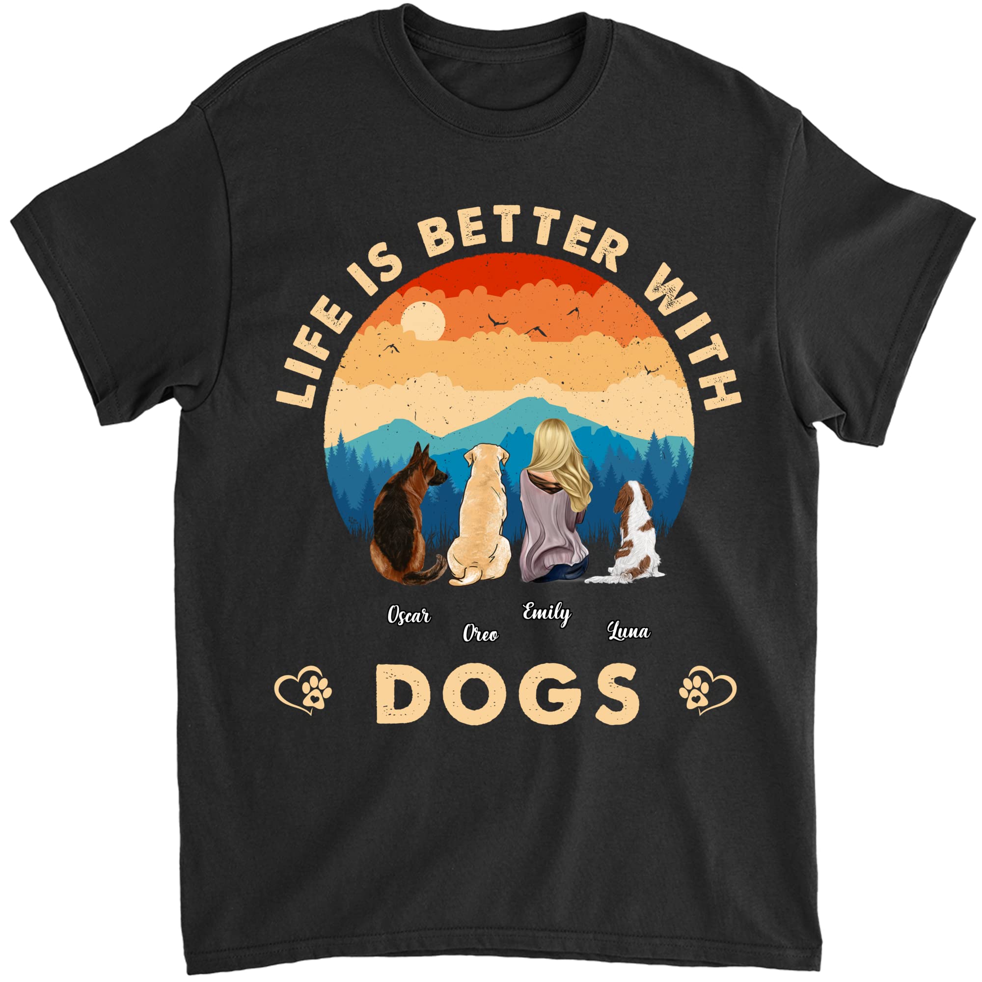 GossbyCustom A Girl & Her Dog T-shirt - Personalized Dog Mom Gift for Women Dog Lover with Design, Name - 7 Sizes, 8 Colors