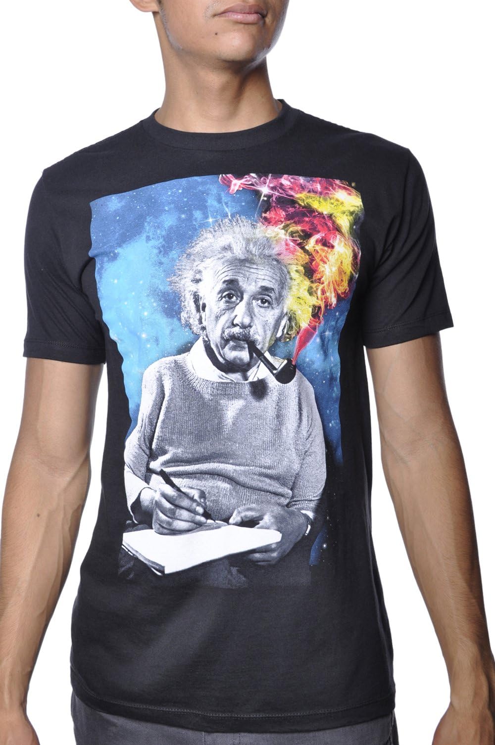 Mens Albert Einstein Smoking Tee Shirt Black