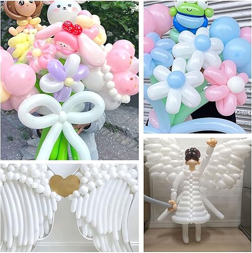 Miniatura 8 de LovesTown 150 globos largos de 260 globos de látex blanco para decoración de cumpleaños, boda, festival, fiesta